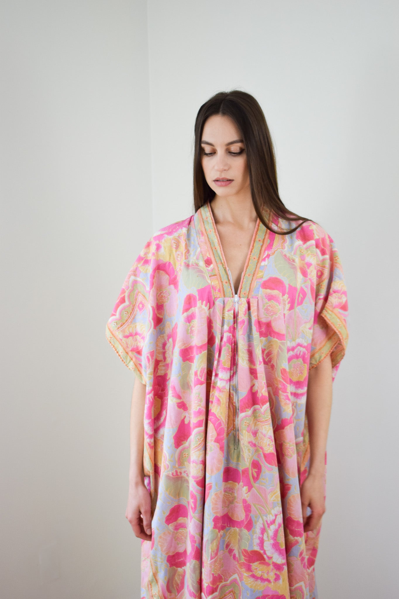 Vintage Cotton Caftan Dress | OS