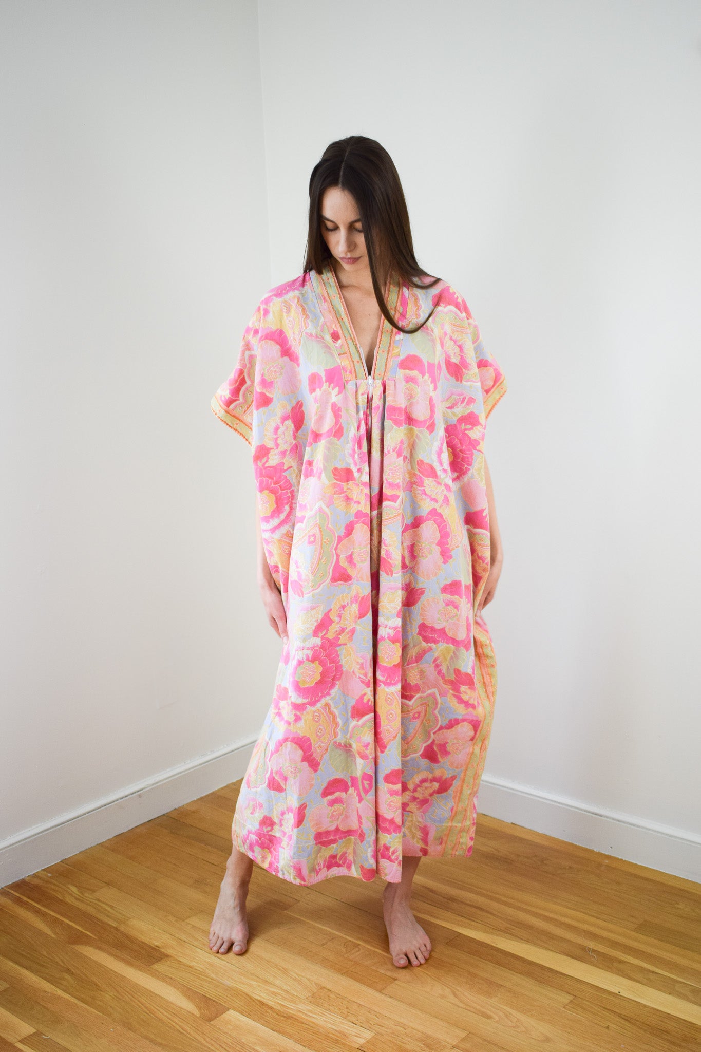 Vintage Cotton Caftan Dress | OS