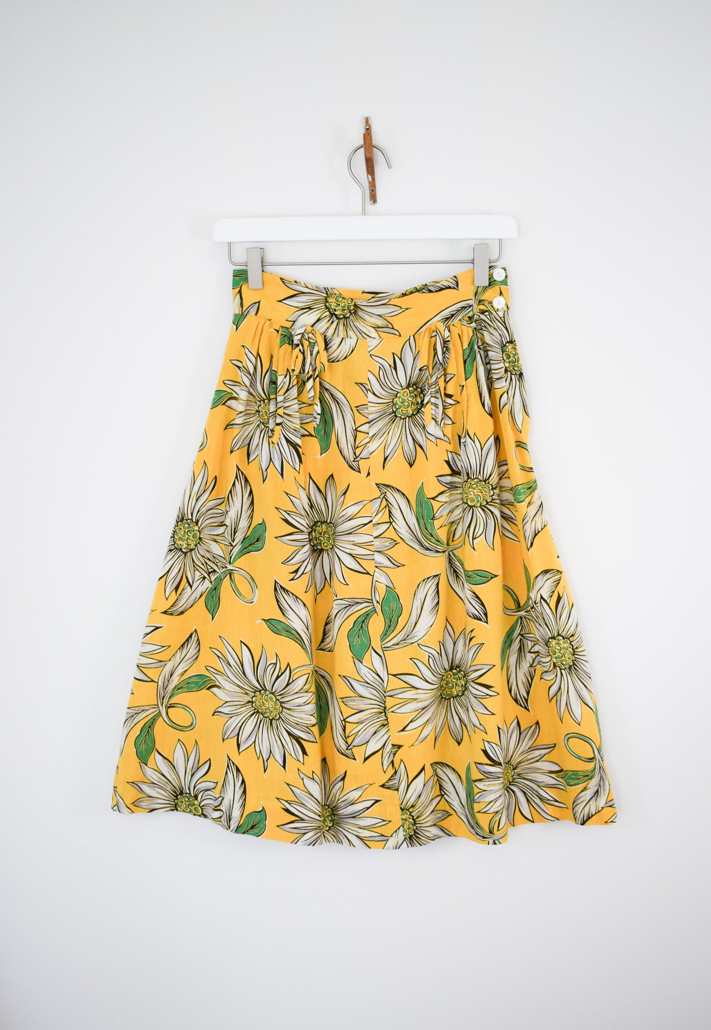 1930s Daisy Print Skirt | XS