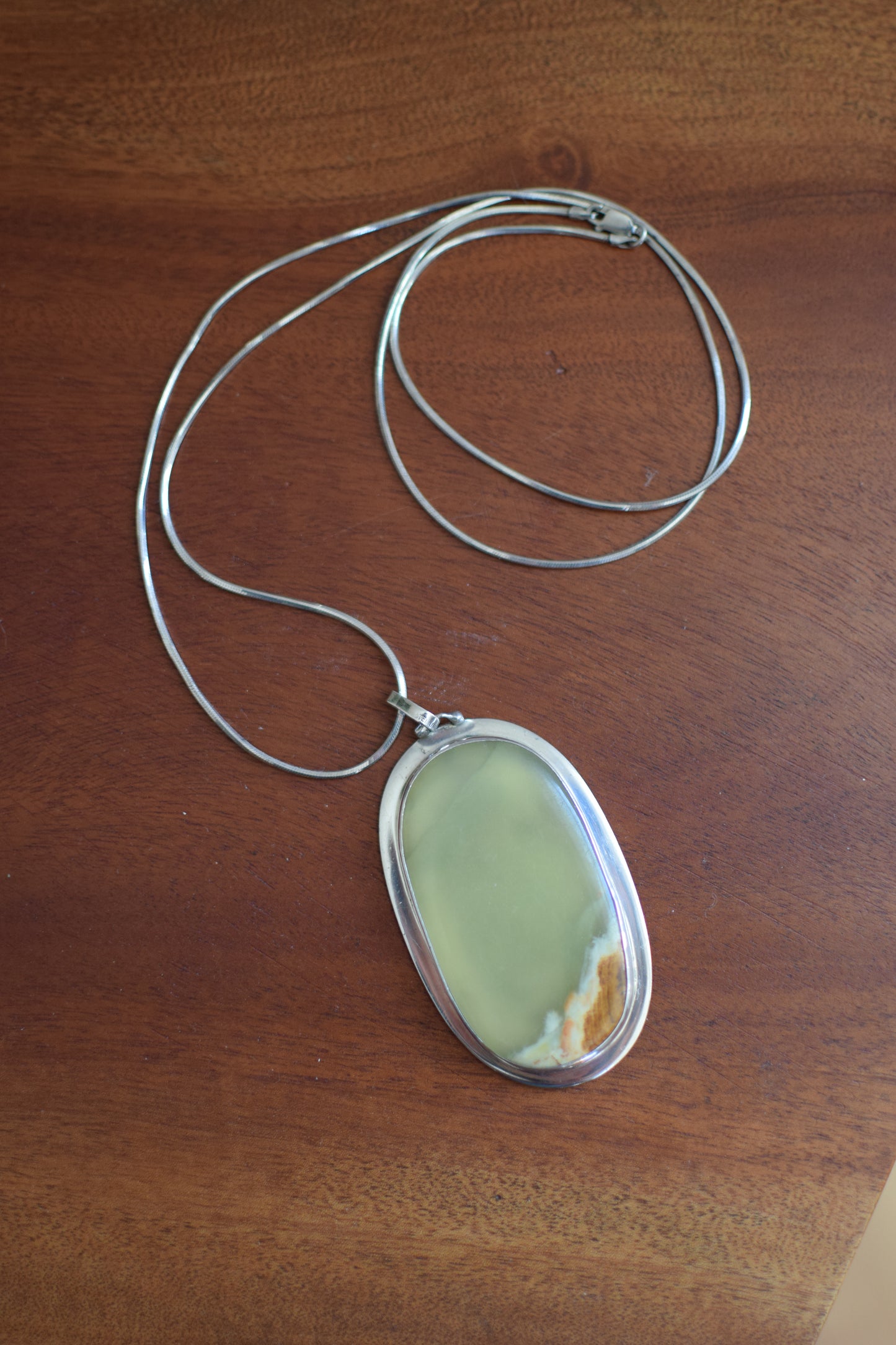Vintage Celia Sebiri Sterling Silver and Agate Pendant Necklace