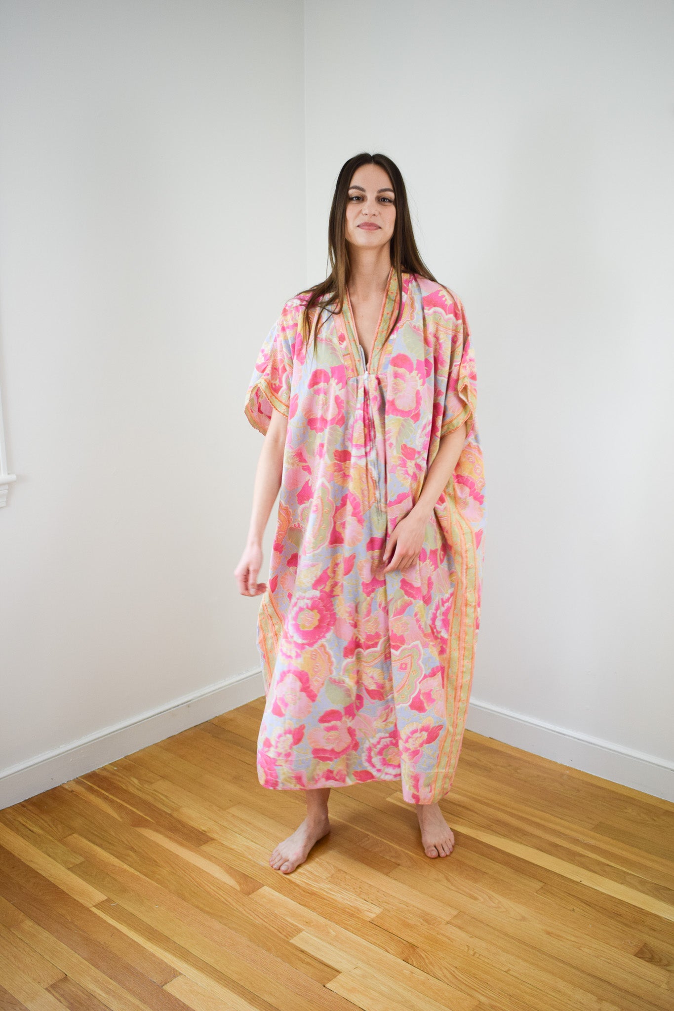 Vintage Cotton Caftan Dress | OS