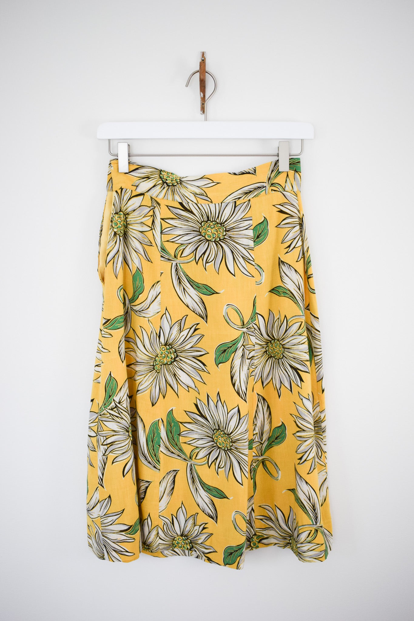 1930s Daisy Print Skirt | XS