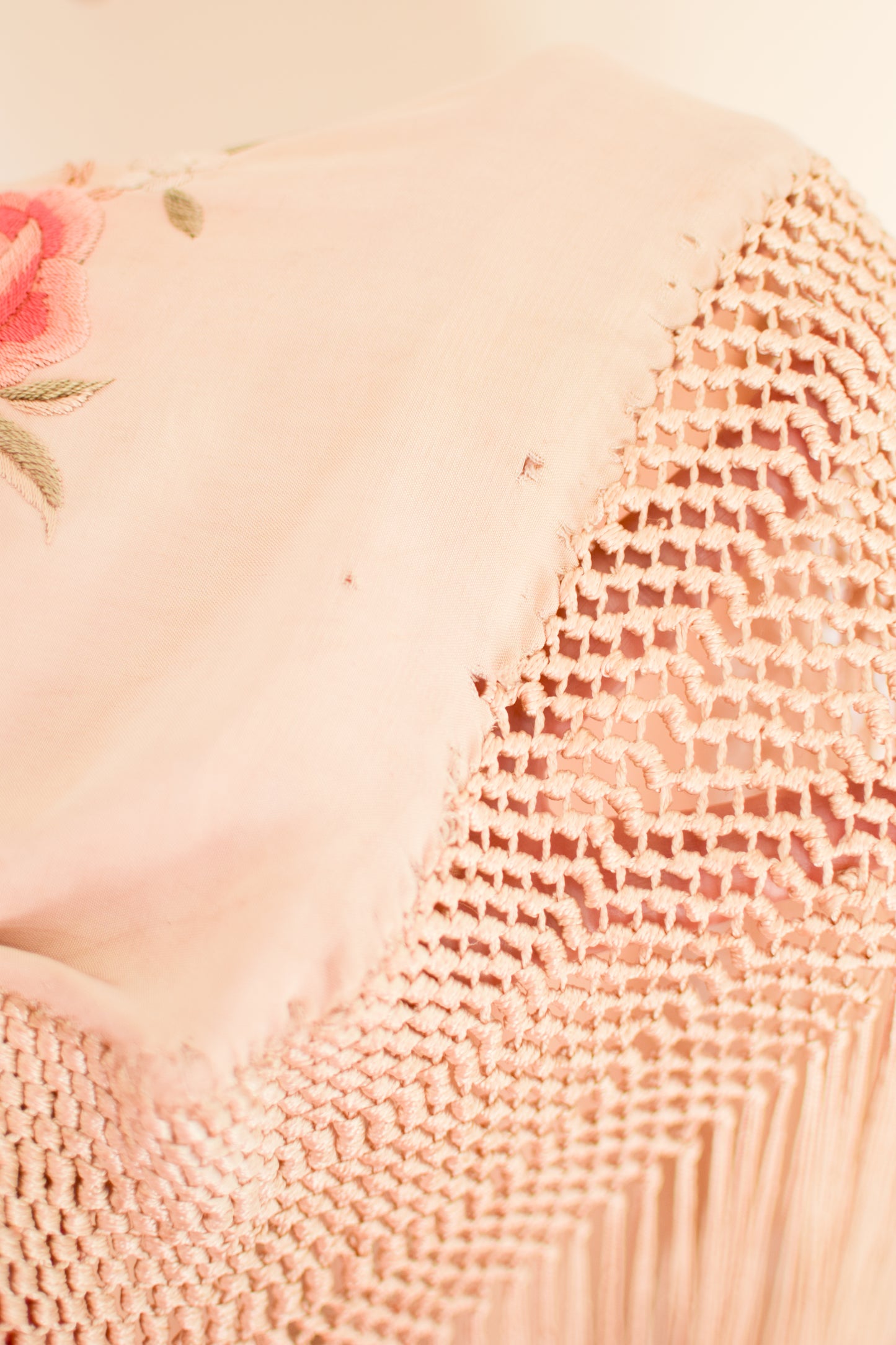 Antique Silk Embroidered Piano Shawl