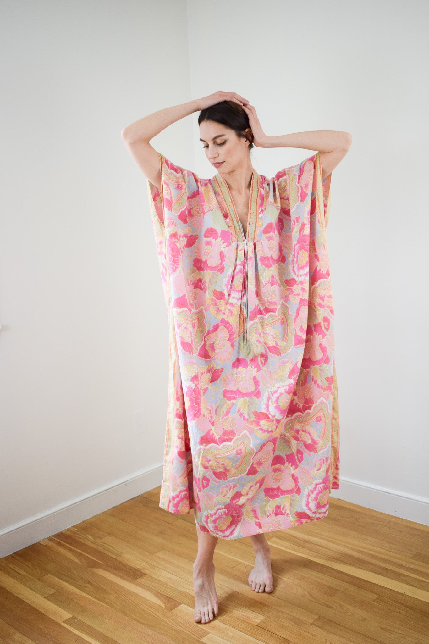 Vintage Cotton Caftan Dress | OS