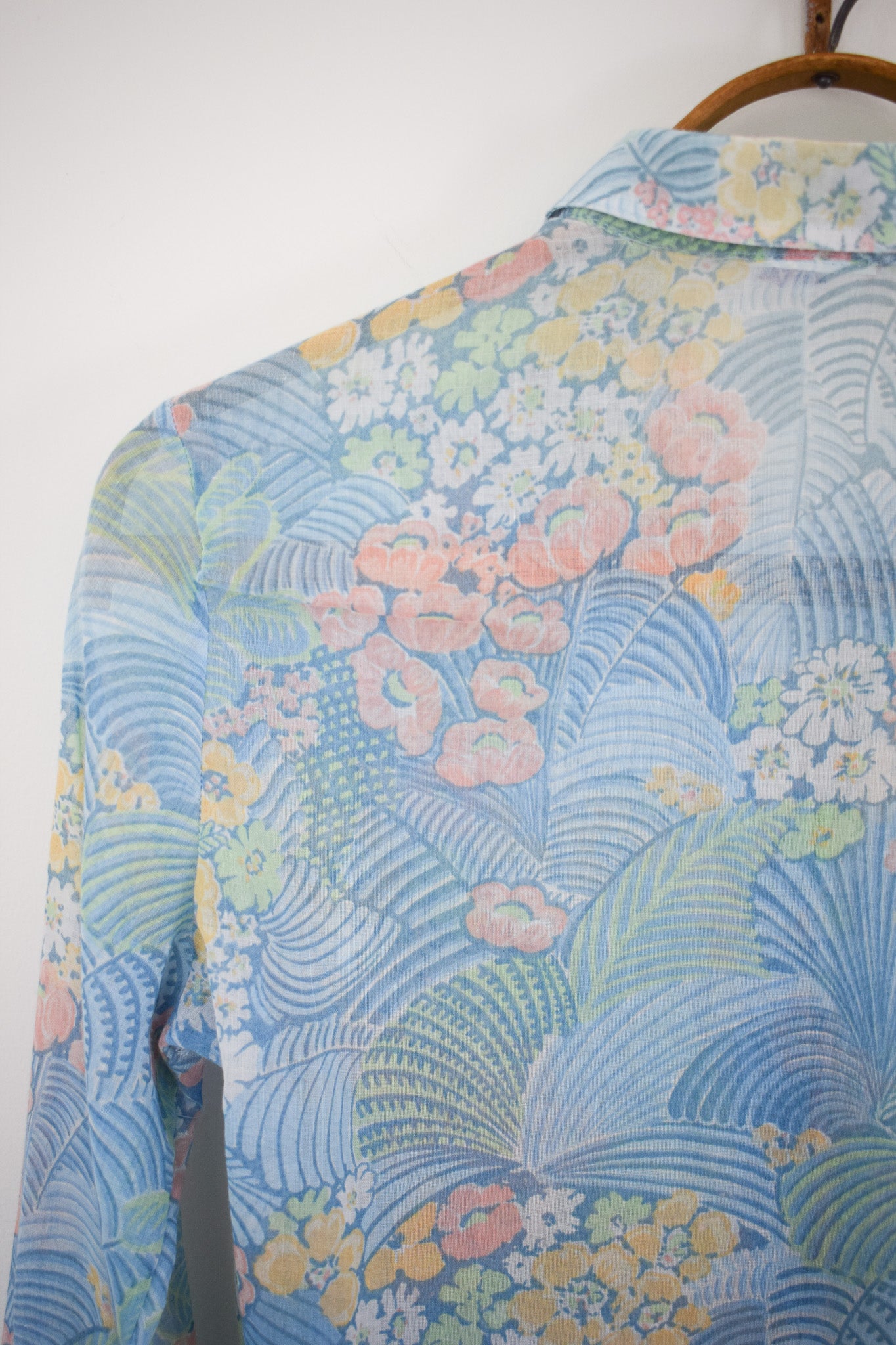 1970s Pastel Floral Blouse | S