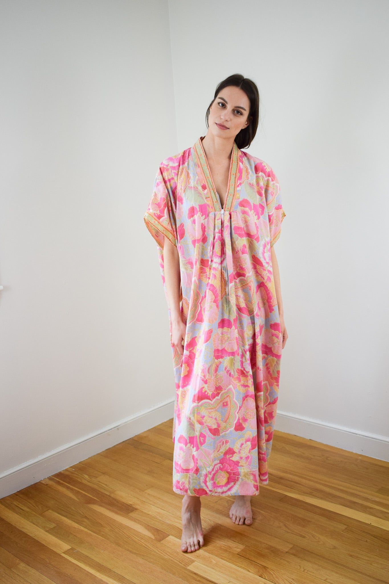 Vintage Cotton Caftan Dress | OS