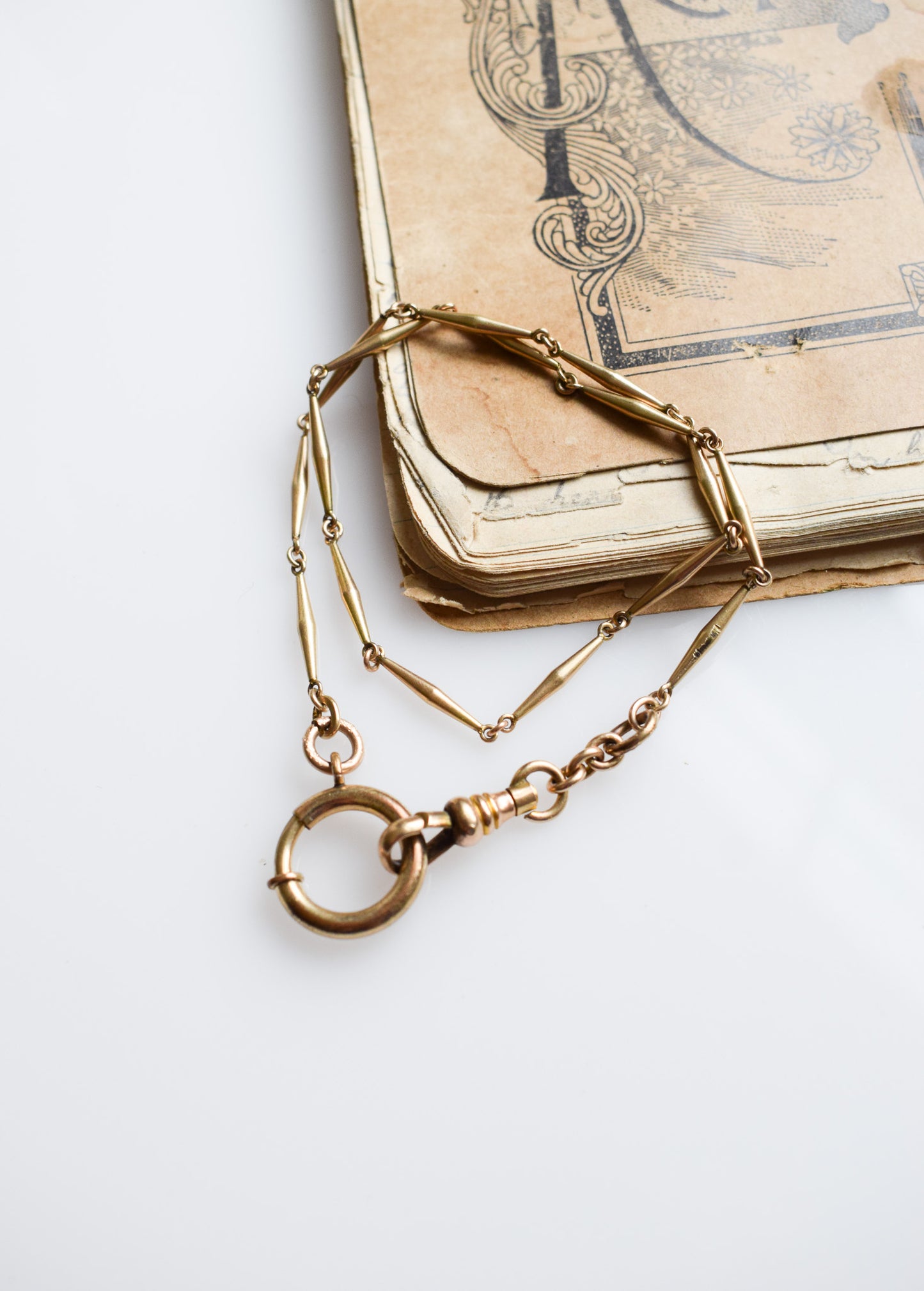 Antique Art Deco Gold-fill Fob Chain Necklace / Bracelet