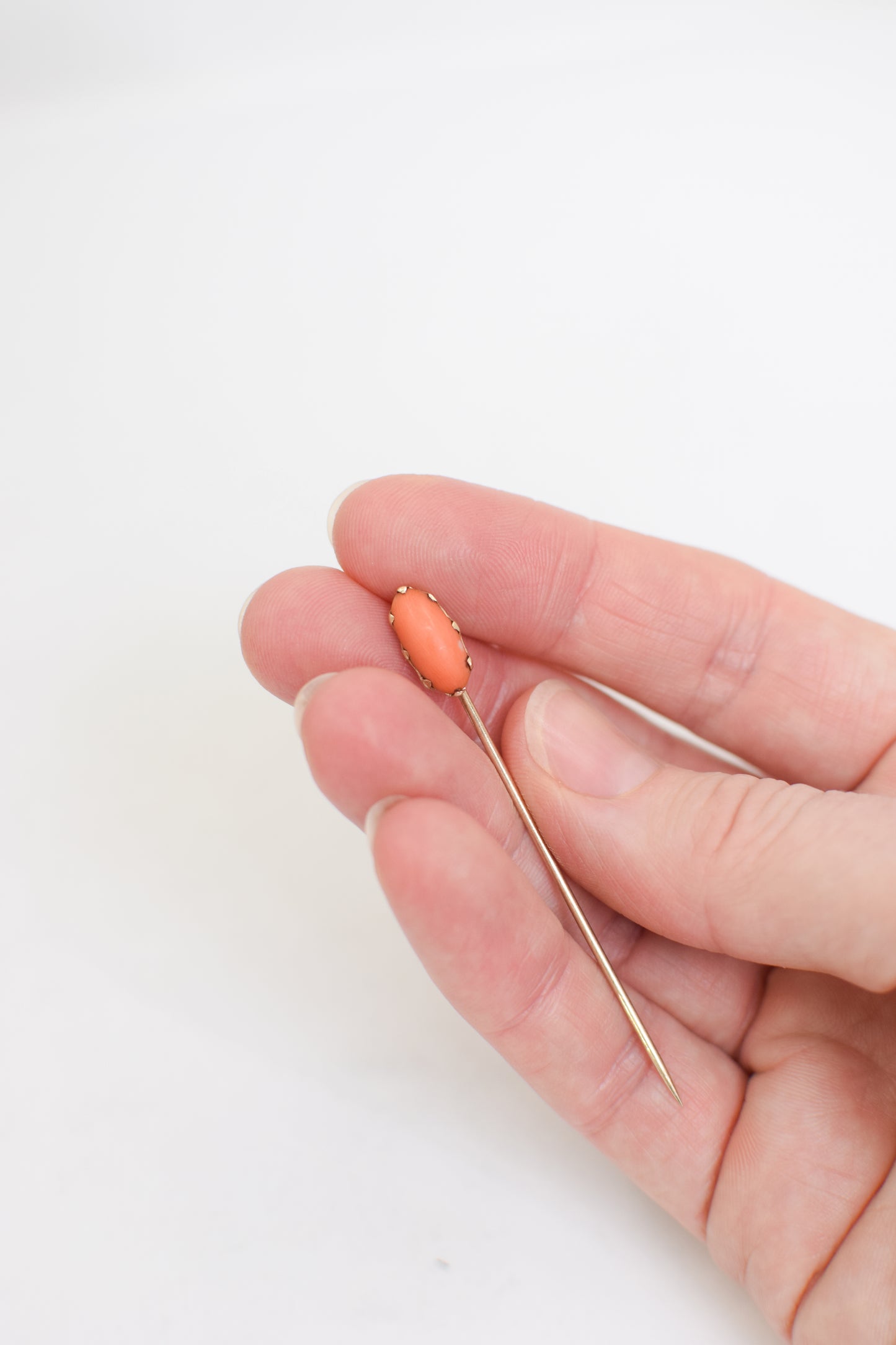 Antique 10 Karat Gold and Coral Stick Pin