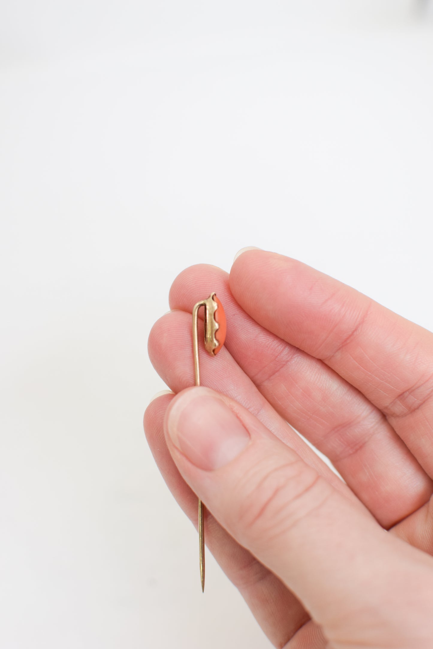 Antique 10 Karat Gold and Coral Stick Pin