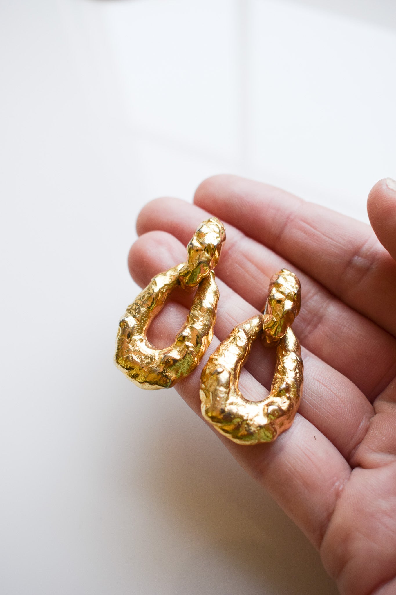 1990s Gold Textural Doorknocker Earrings | Kenneth Lane