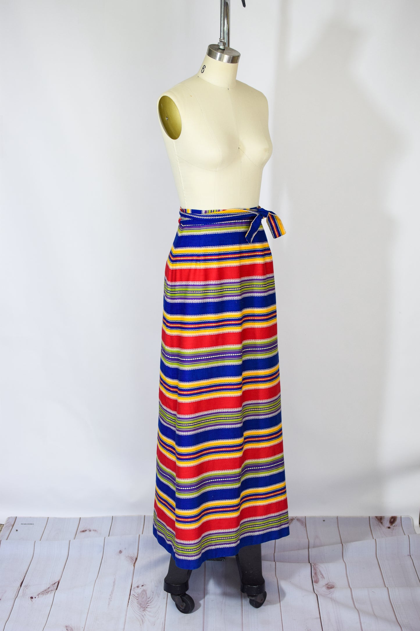 1970s Striped Cotton Maxi Skirt | S
