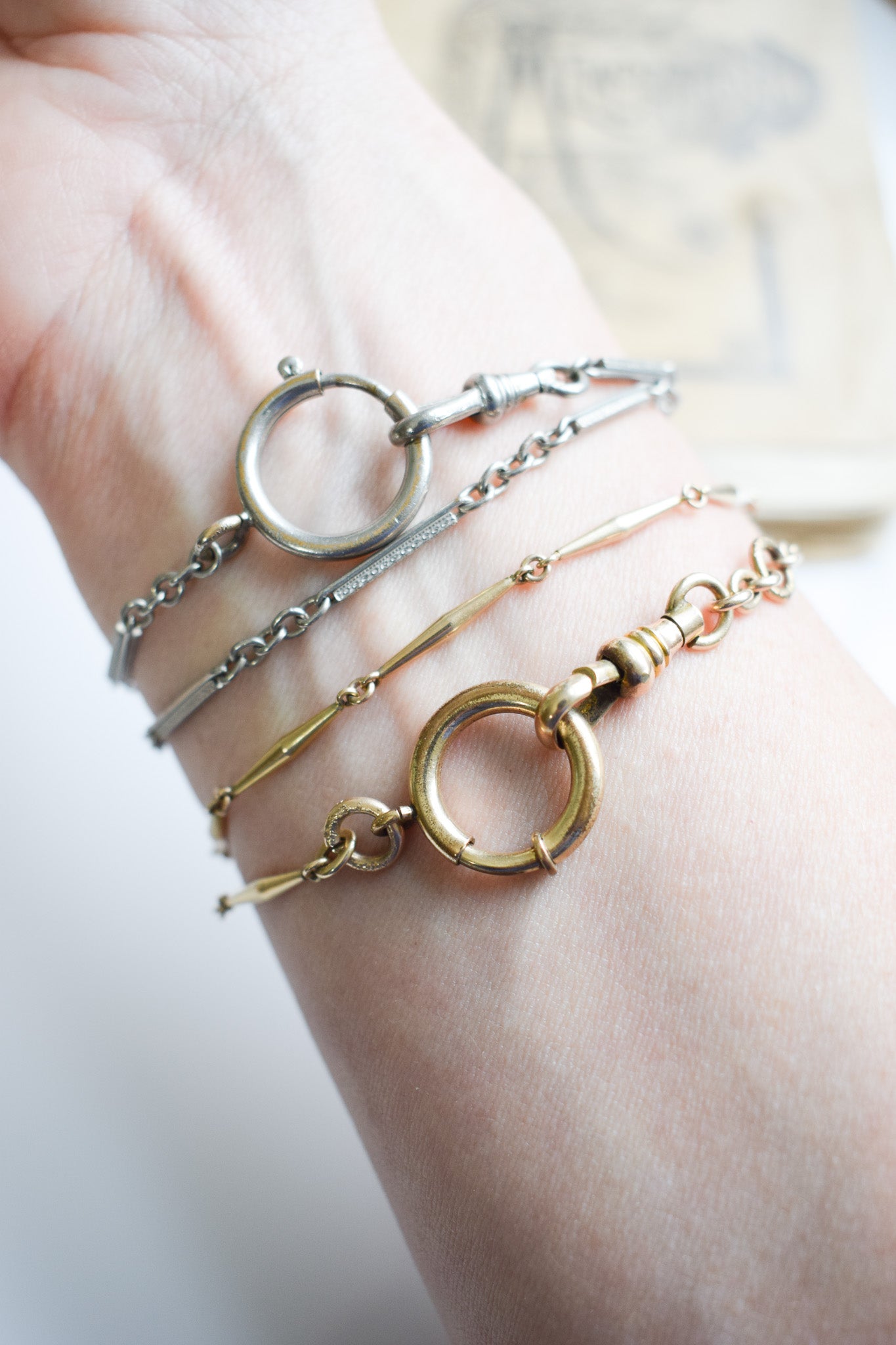 Antique Art Deco Gold-fill Fob Chain Necklace / Bracelet