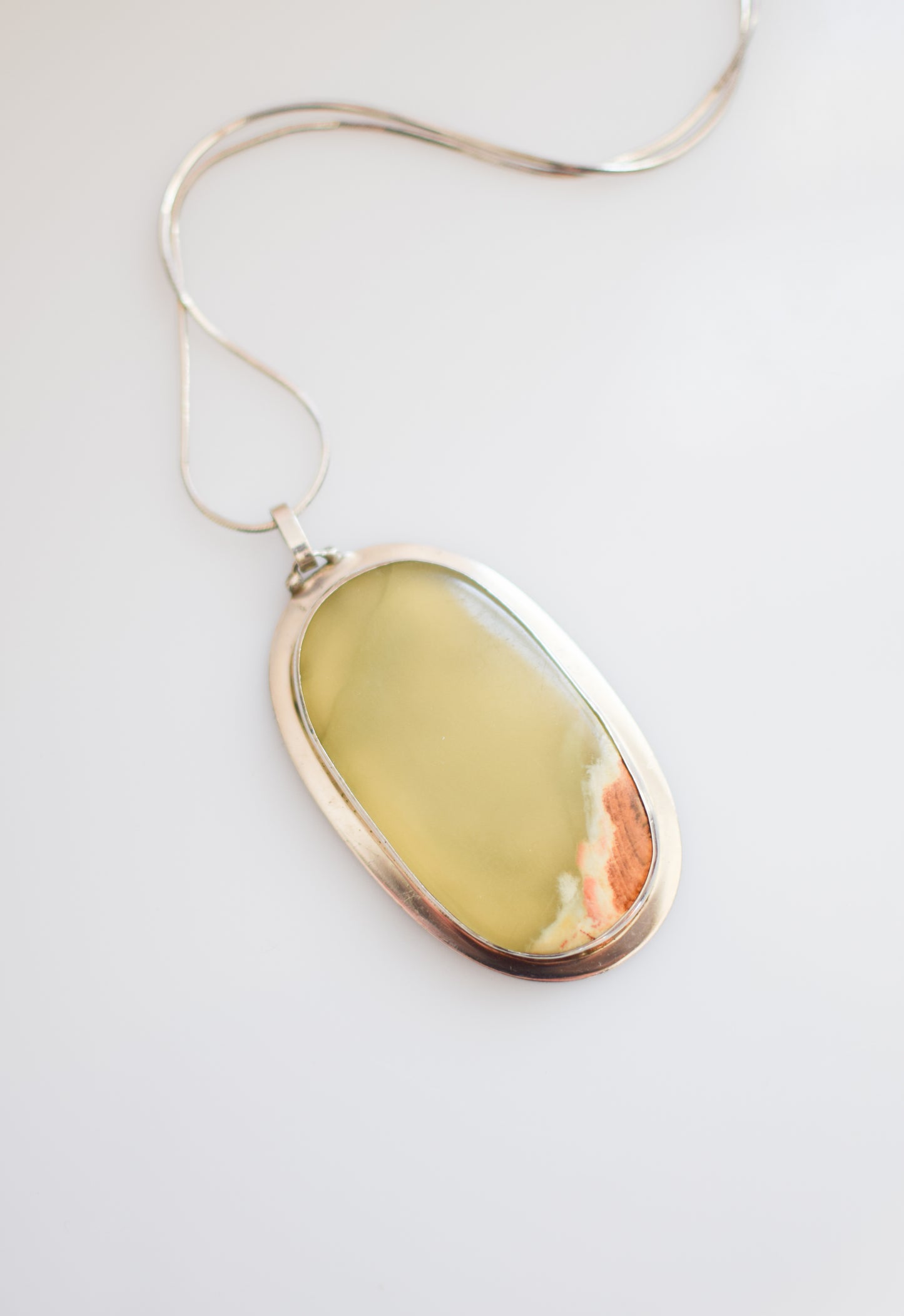 Vintage Celia Sebiri Sterling Silver and Agate Pendant Necklace