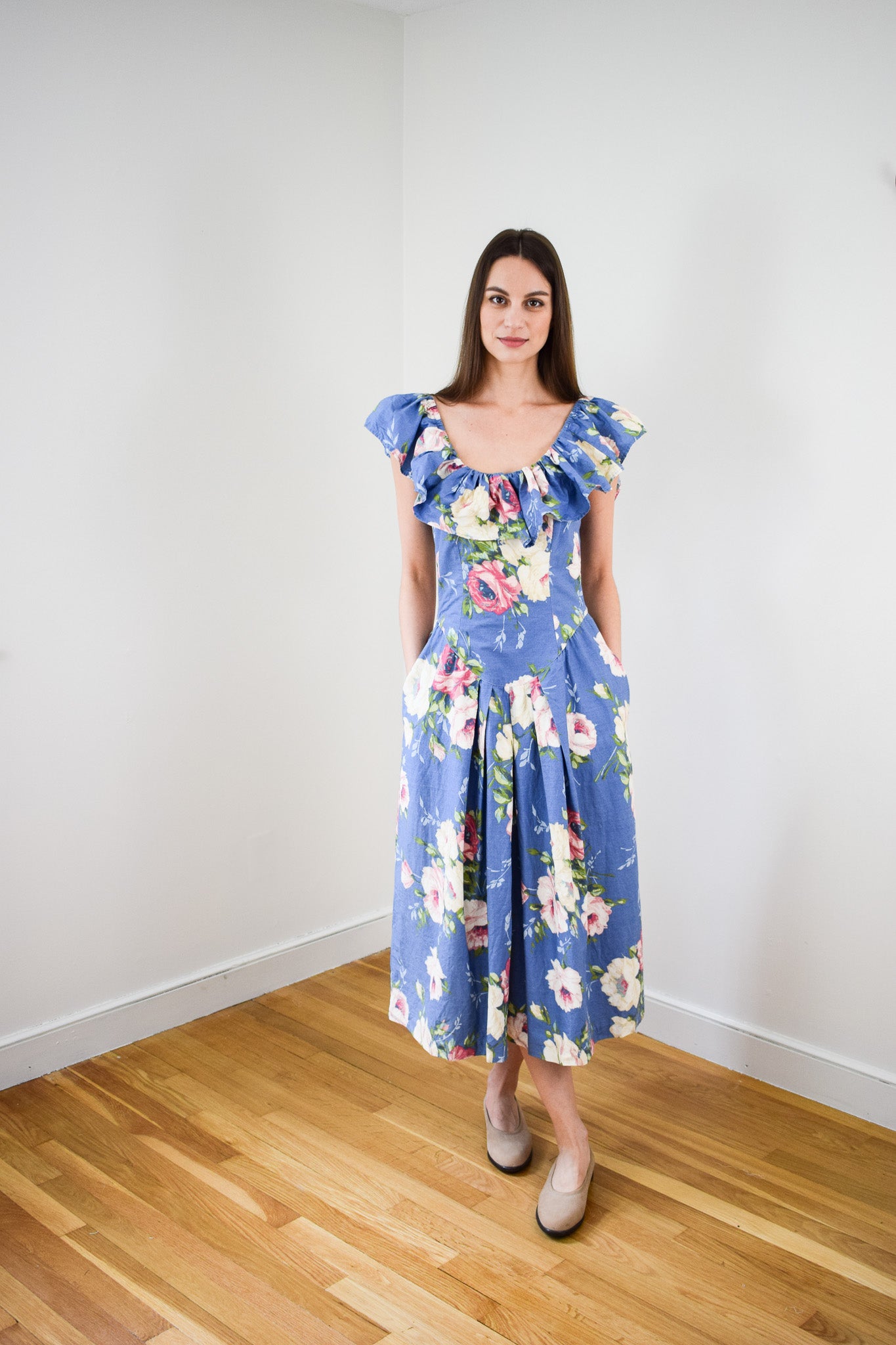 1980s Floral Party Dress | XS/S