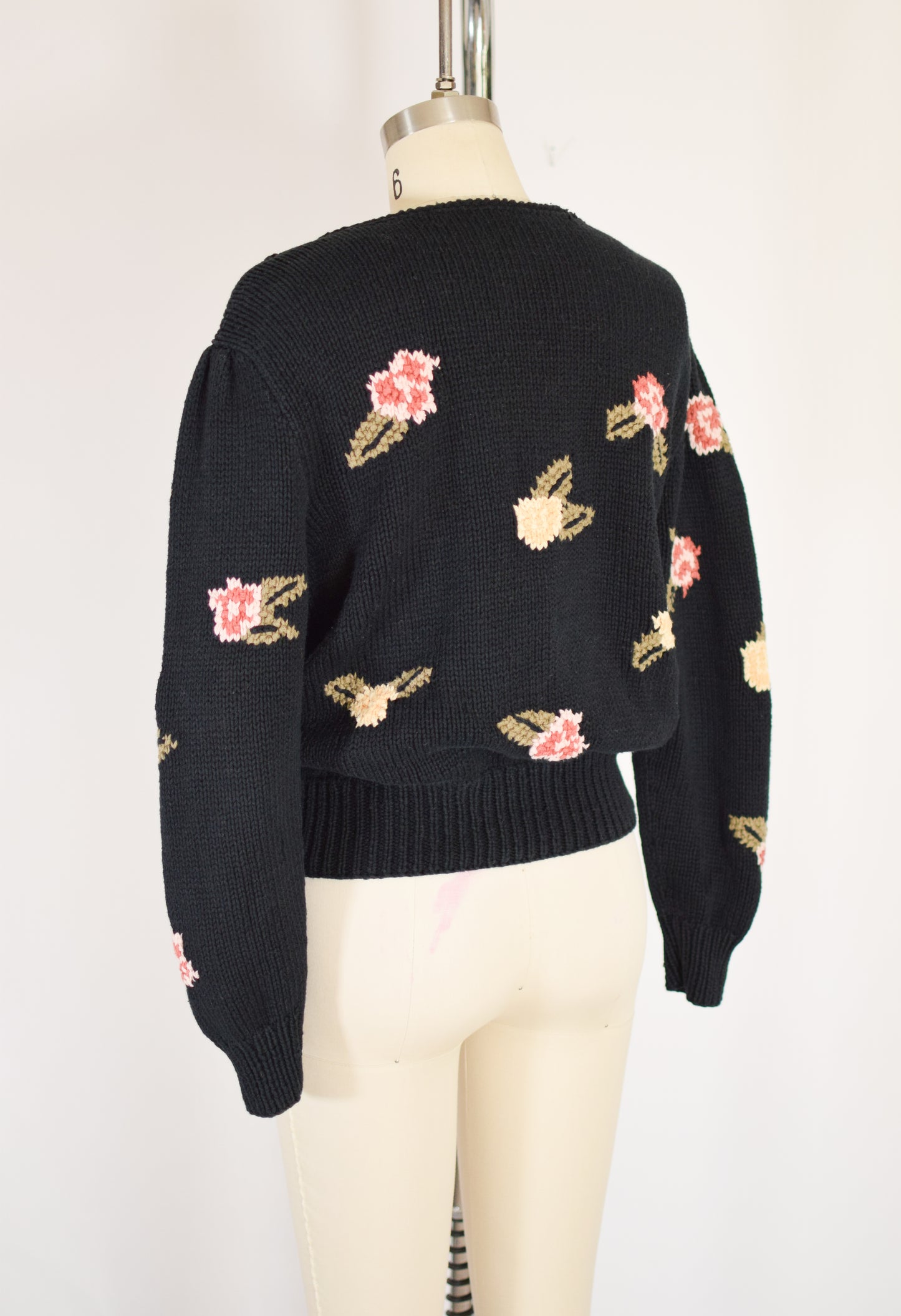 1980s Floral Knit Sweater | S