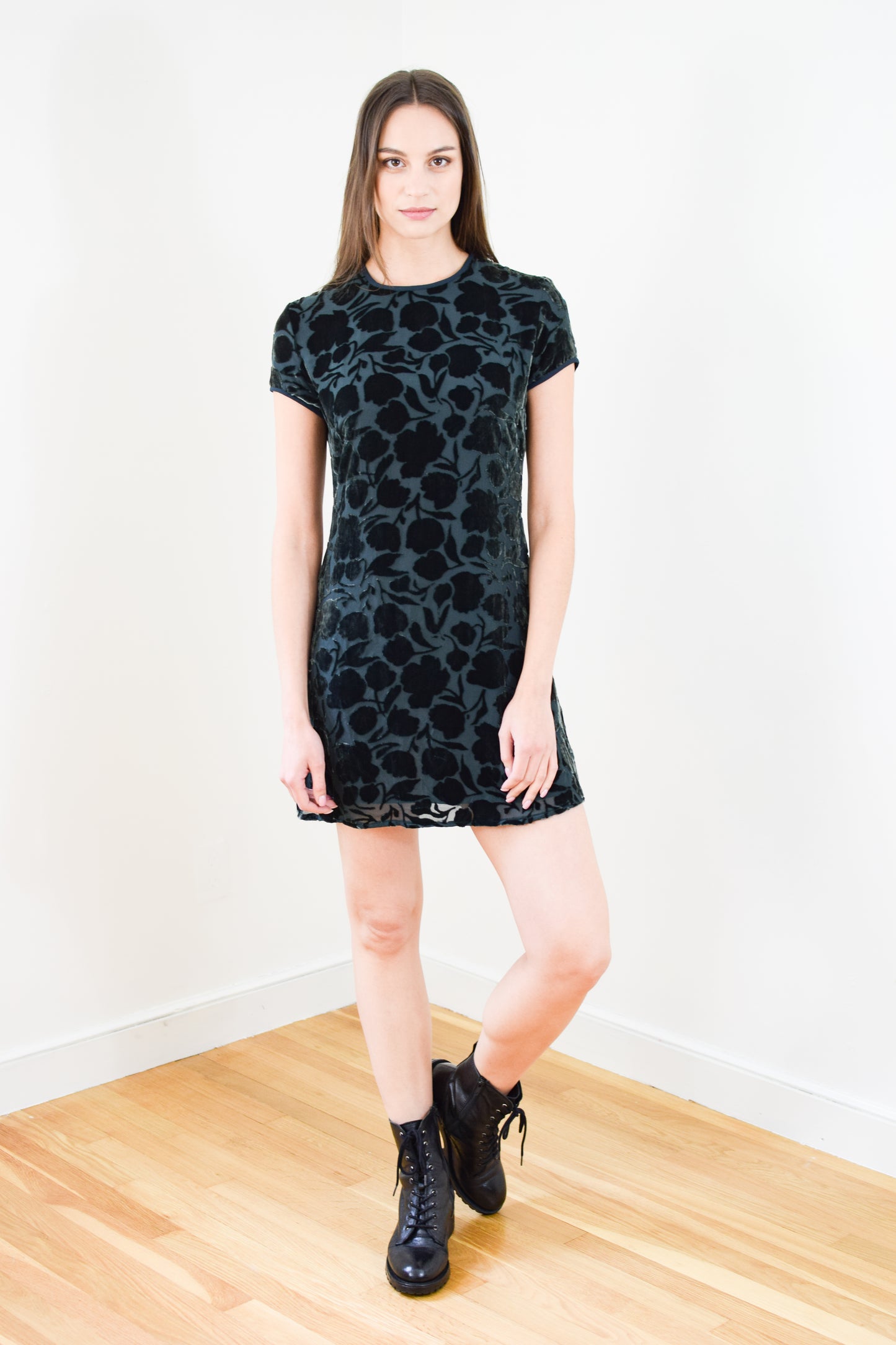 1990s Burnout Velvet Mini Dress | XS/S