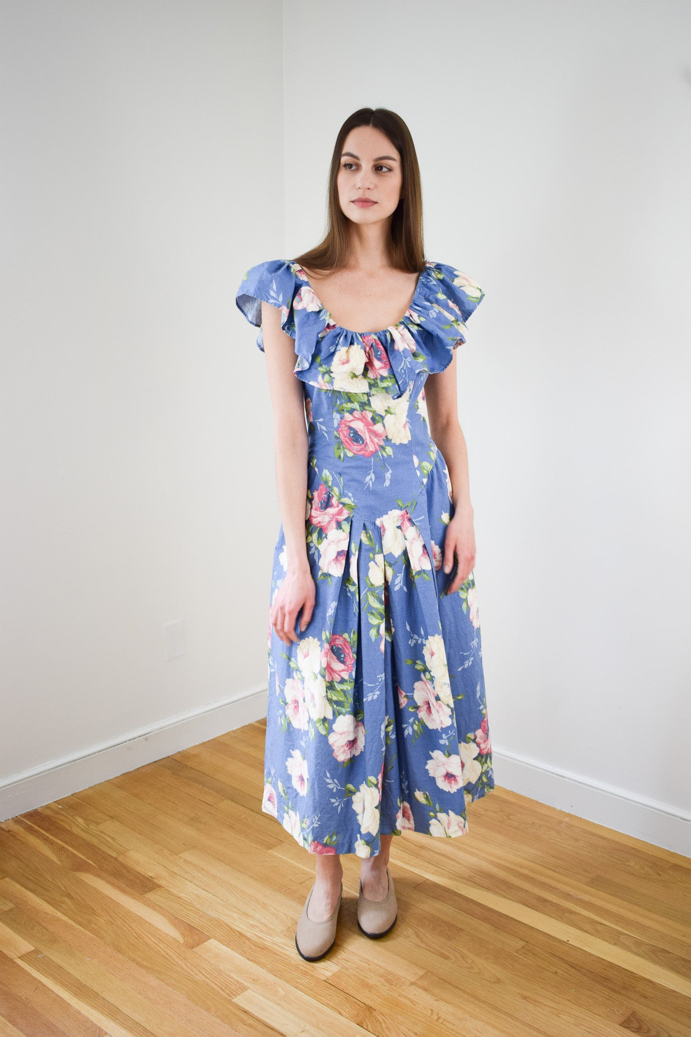1980s Floral Party Dress | XS/S