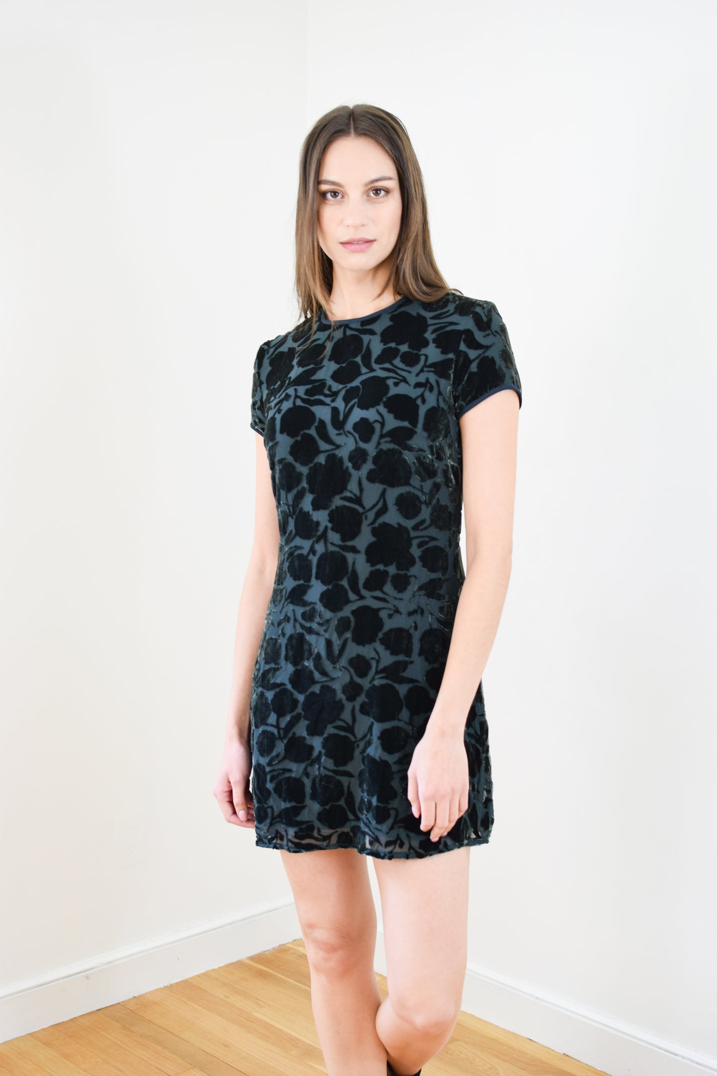 1990s Burnout Velvet Mini Dress | XS/S