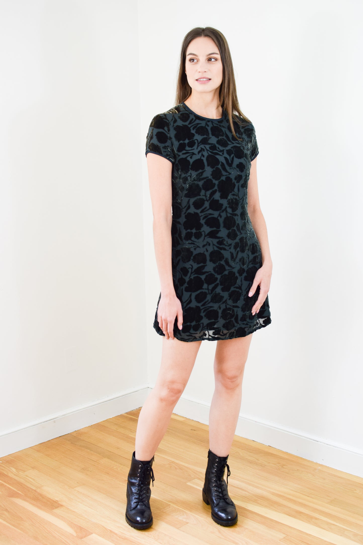 1990s Burnout Velvet Mini Dress | XS/S