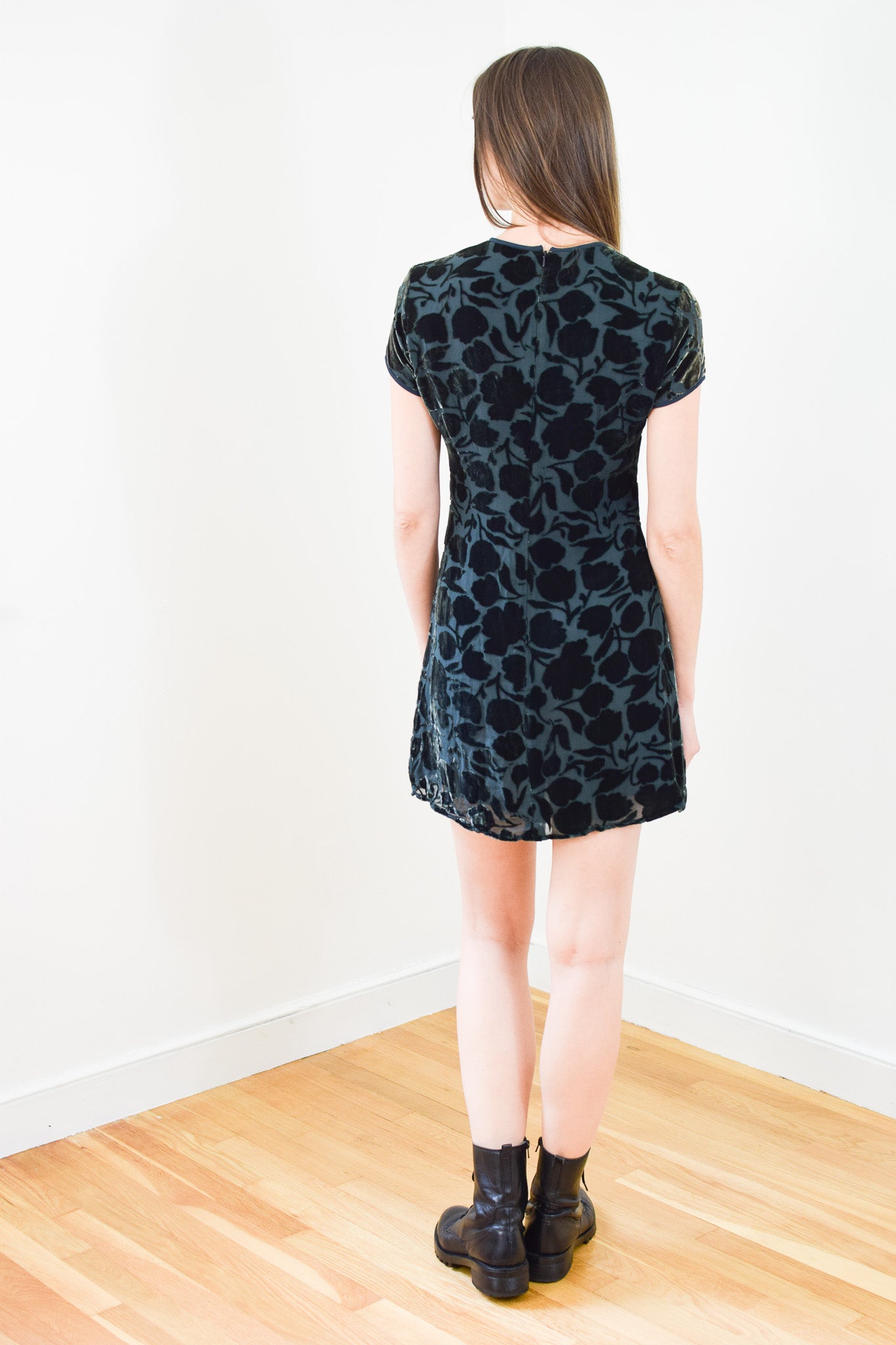 1990s Burnout Velvet Mini Dress | XS/S