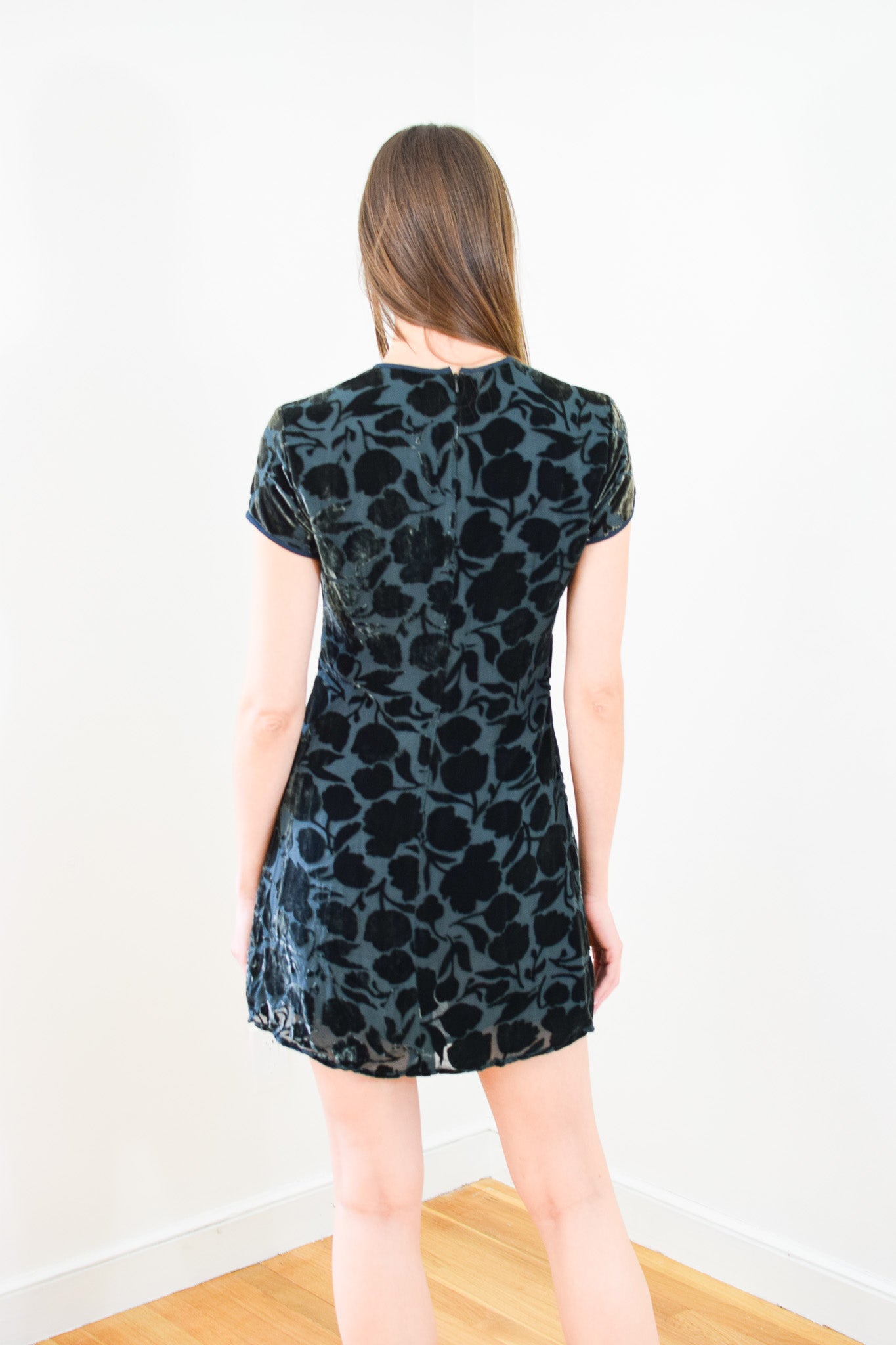 1990s Burnout Velvet Mini Dress | XS/S