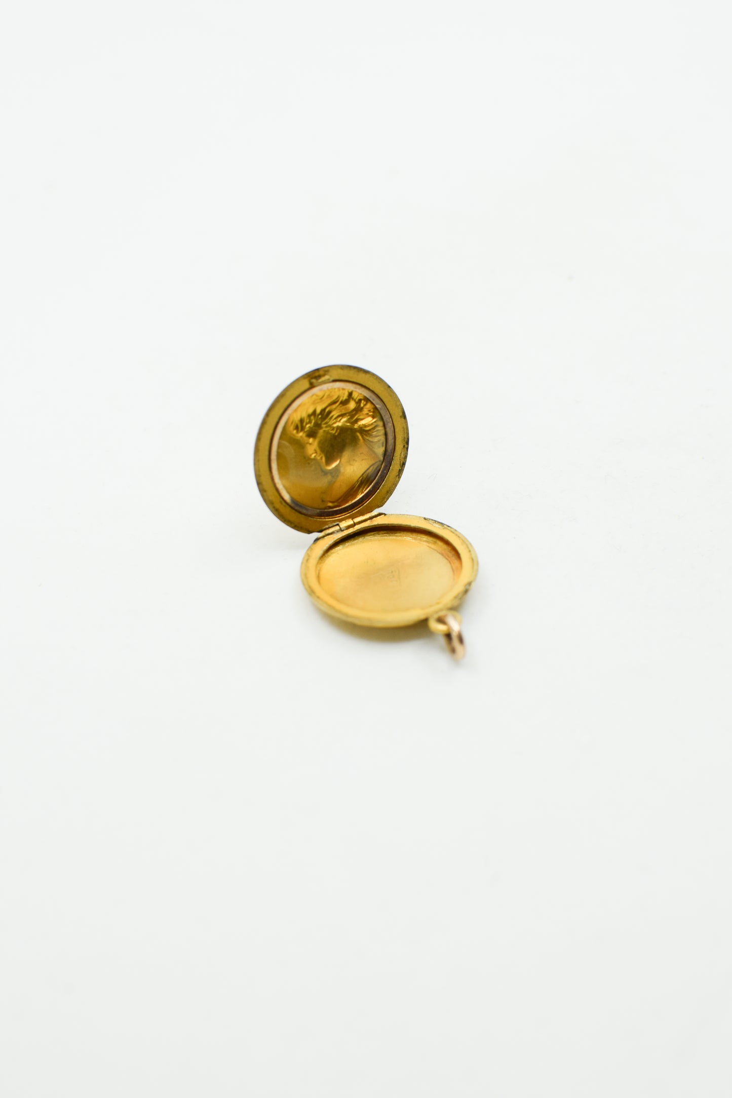 Petite Antique Art Nouveau Locket with Young Woman