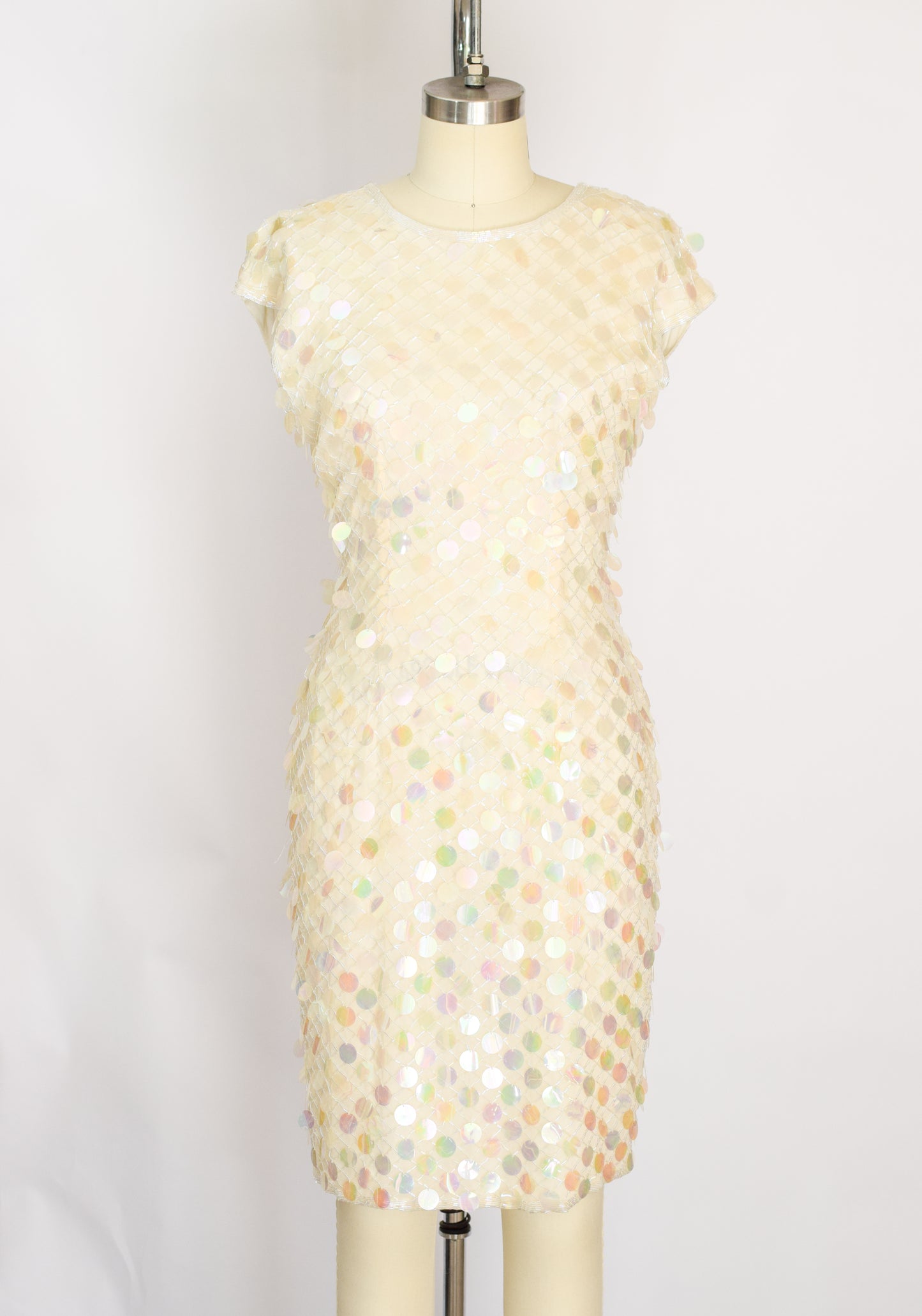 1990s Iridescent Sequined Sheath Dress | S/M