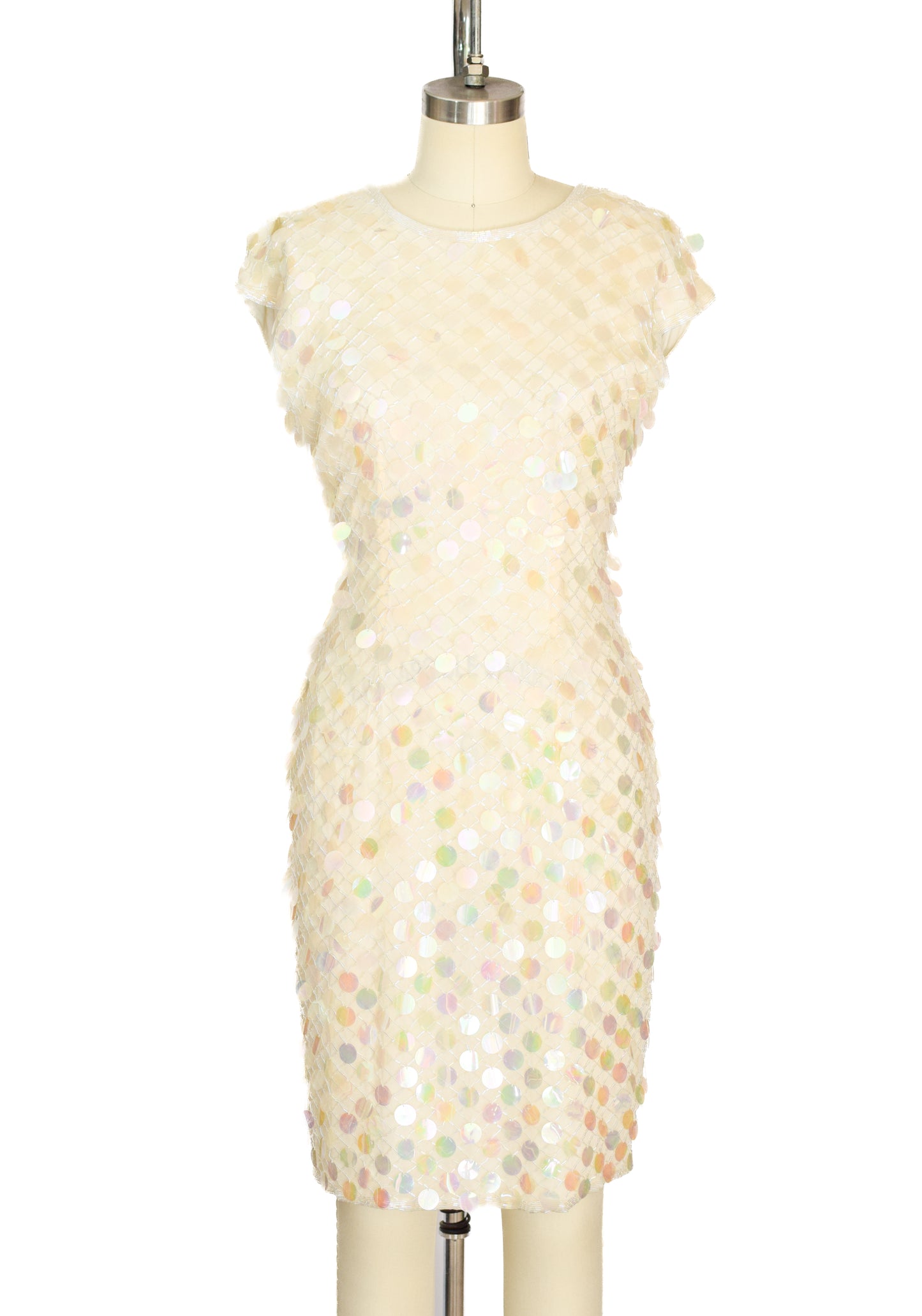 1990s Iridescent Sequined Sheath Dress | S/M