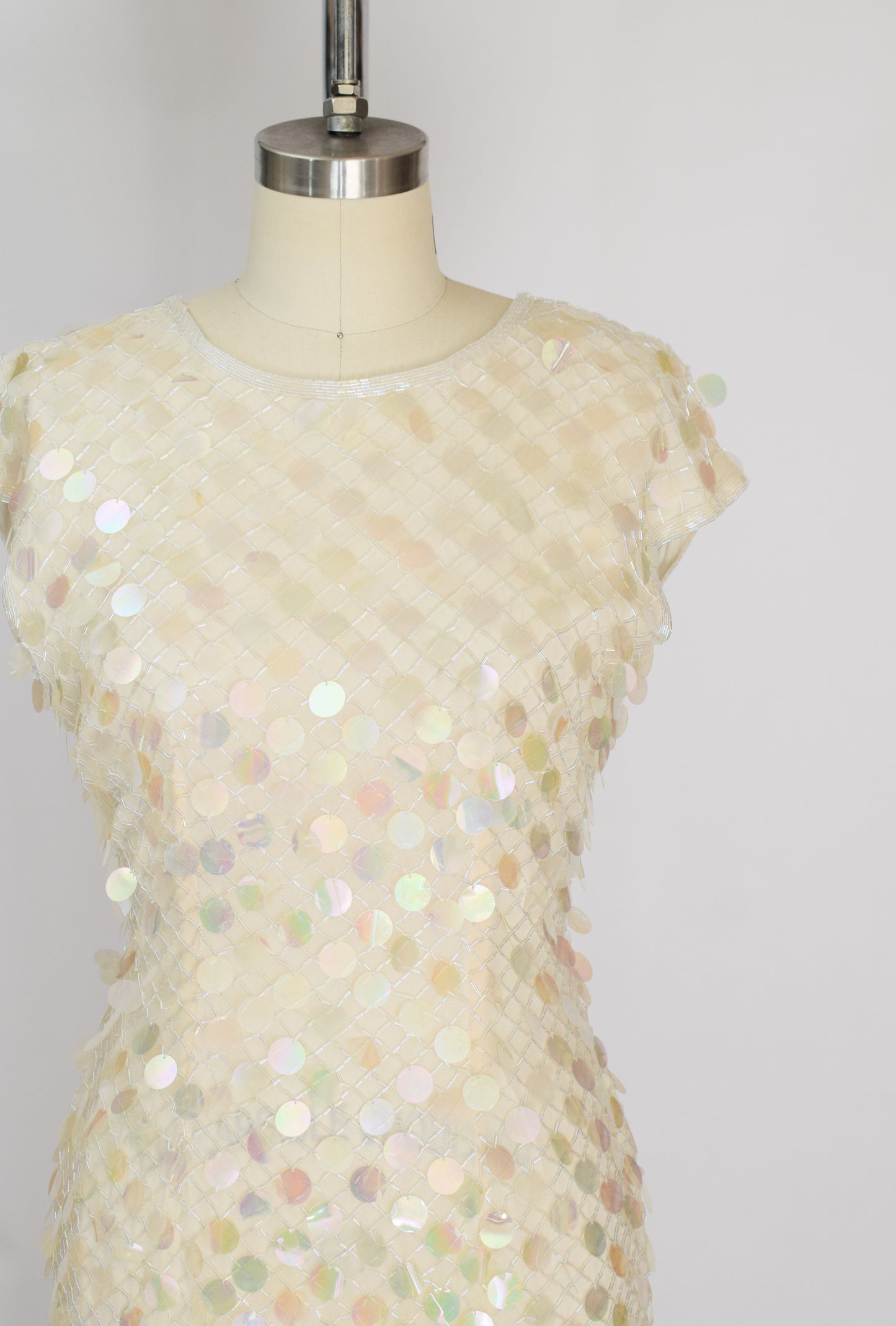 1990s Iridescent Sequined Sheath Dress | S/M