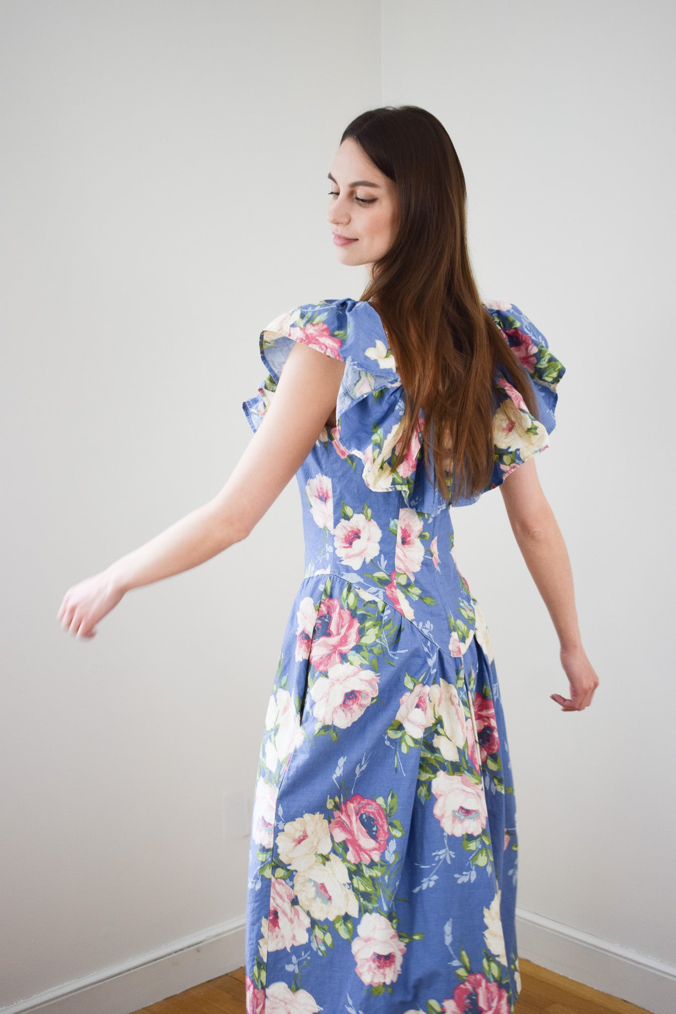 1980s Floral Party Dress | XS/S