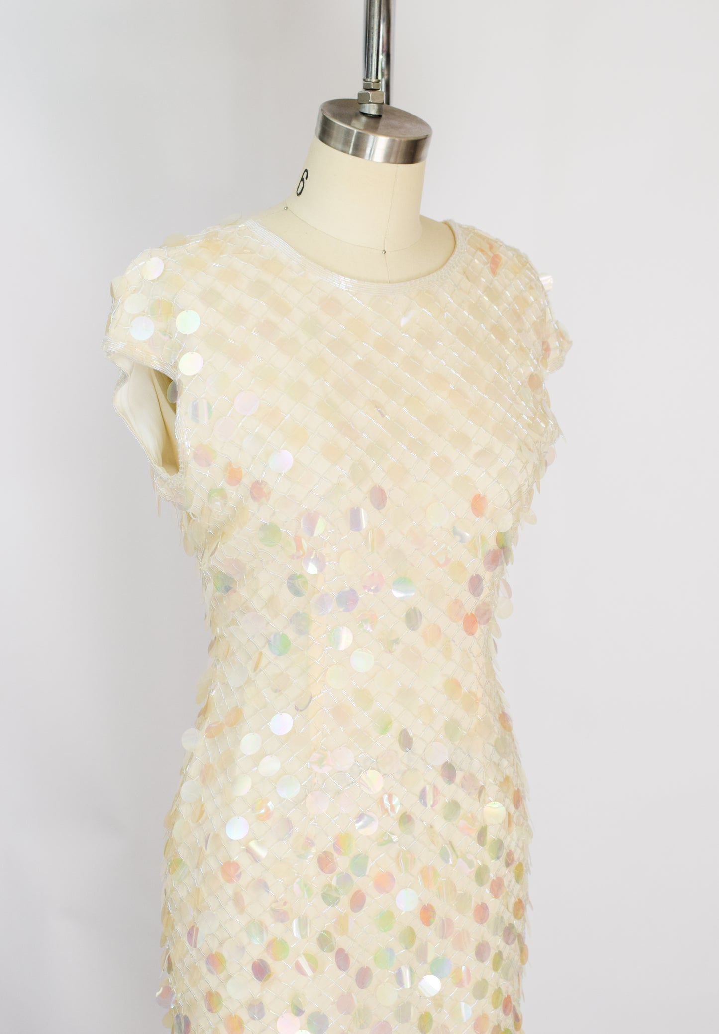 1990s Iridescent Sequined Sheath Dress | S/M