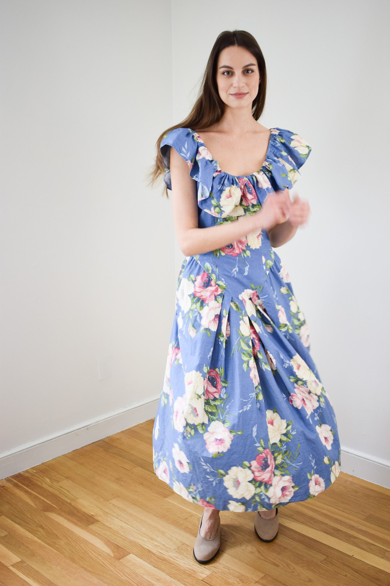 1980s Floral Party Dress | XS/S