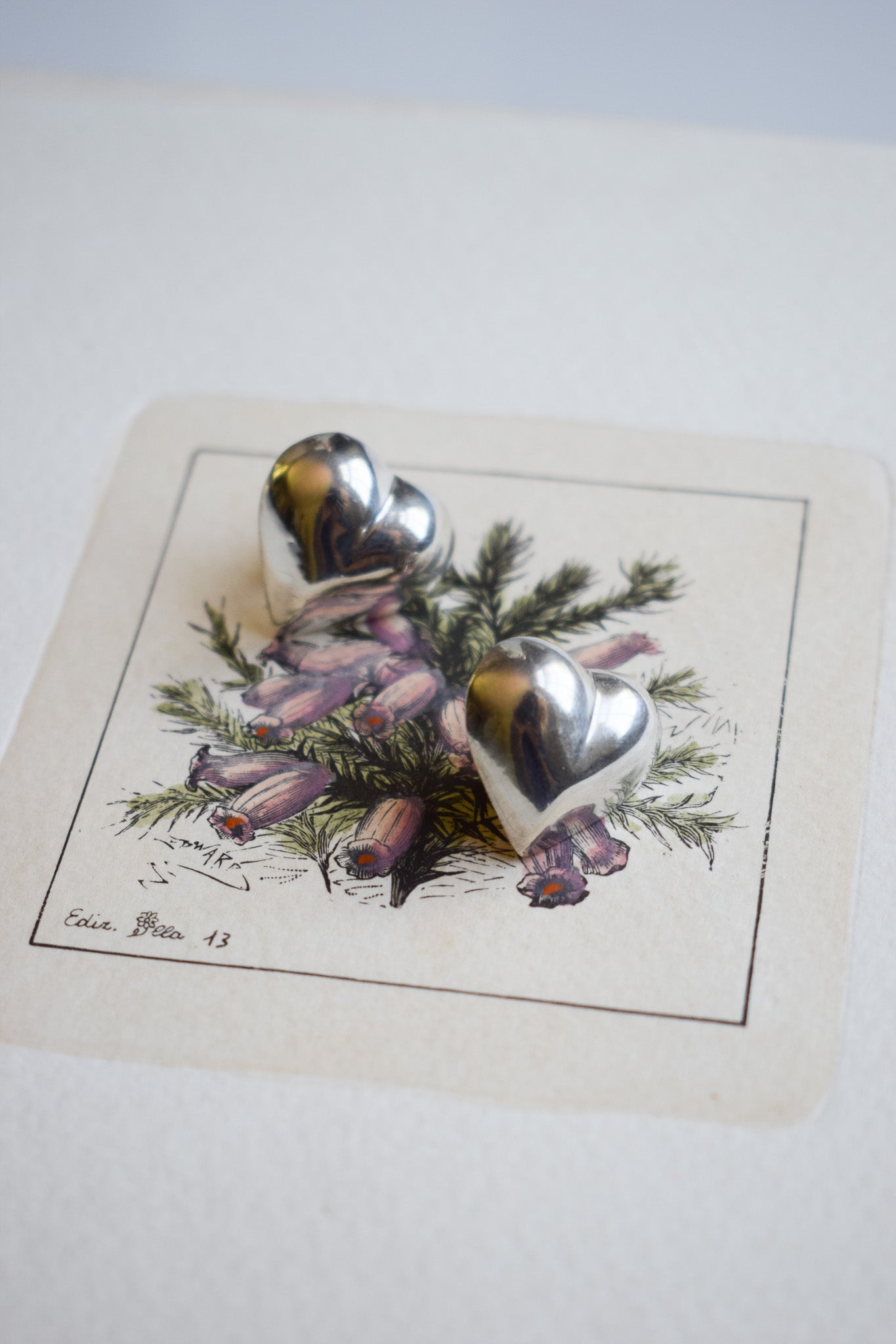 Vintage Sterling Silver Puffy Heart Earrings