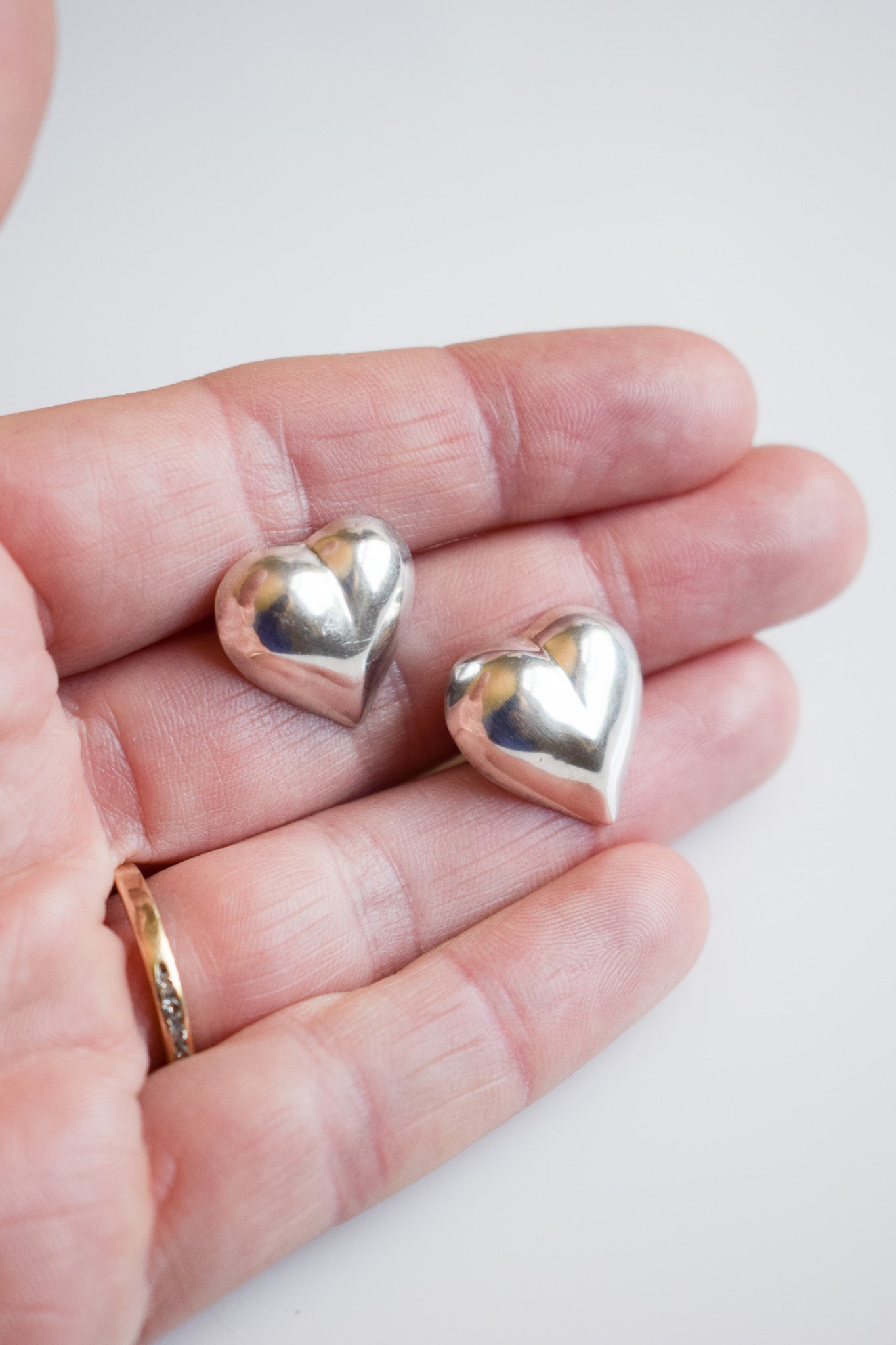 Vintage Sterling Silver Puffy Heart Earrings