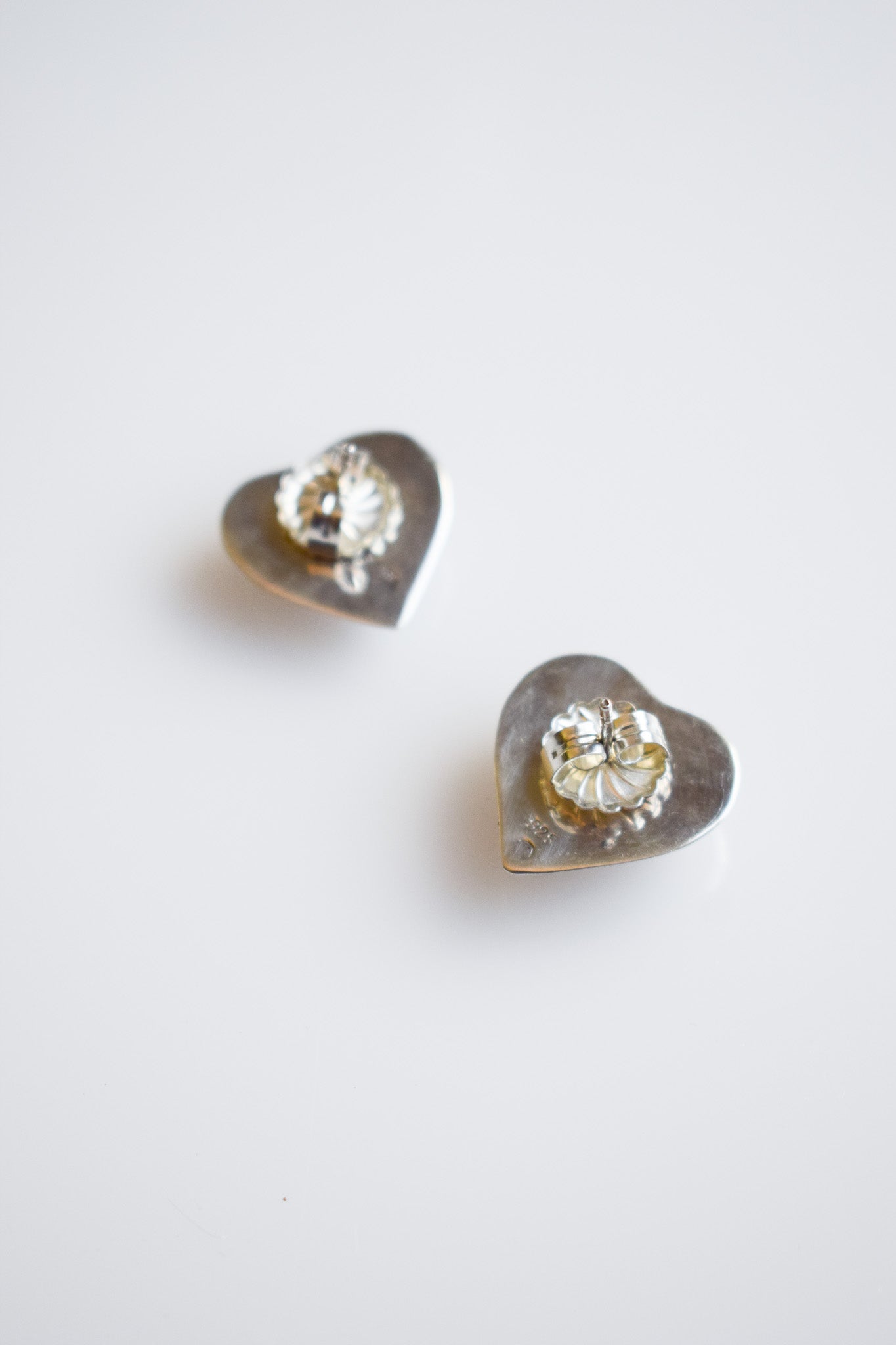 Vintage Sterling Silver Puffy Heart Earrings