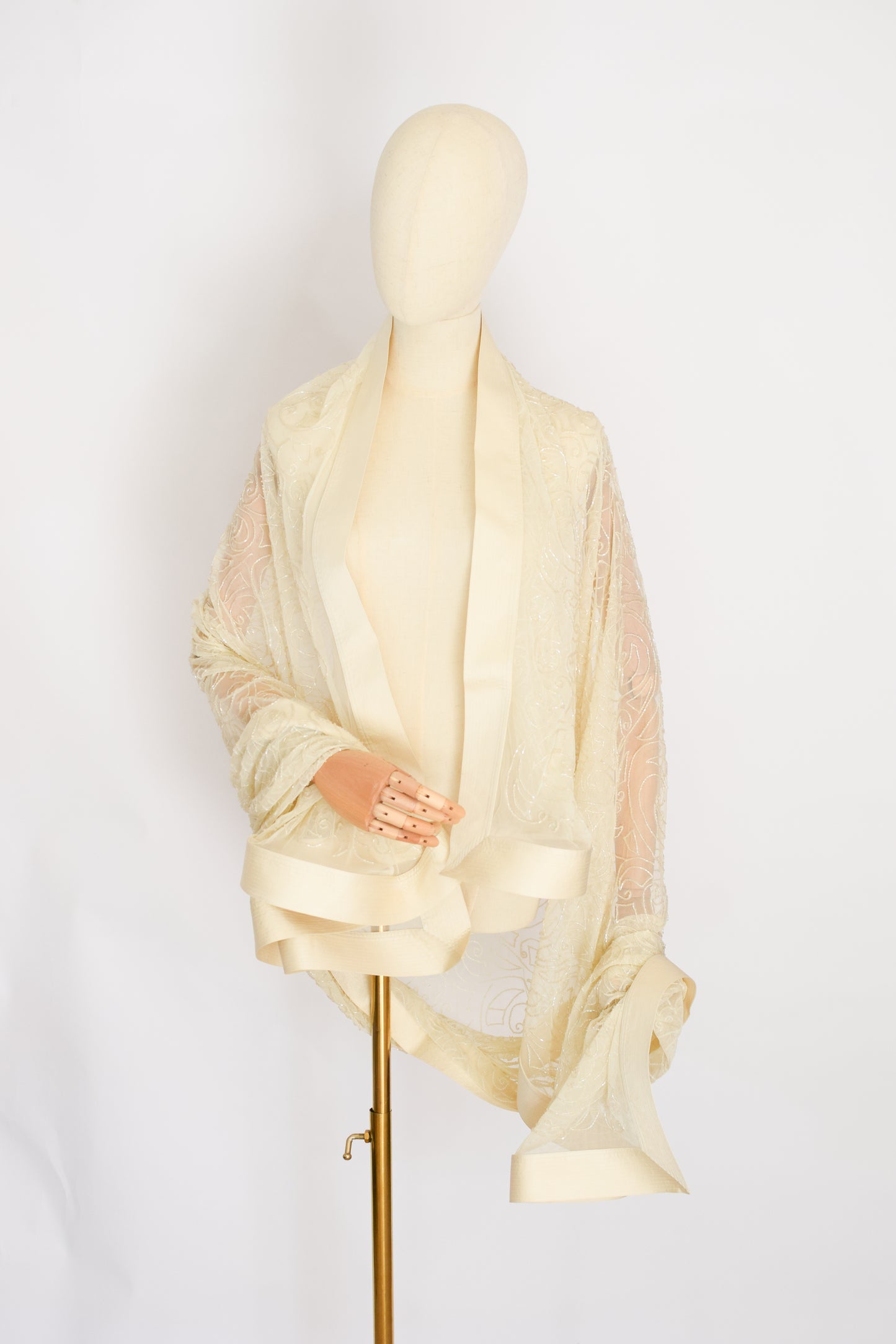 90s Beaded Mesh and Satin Shawl
