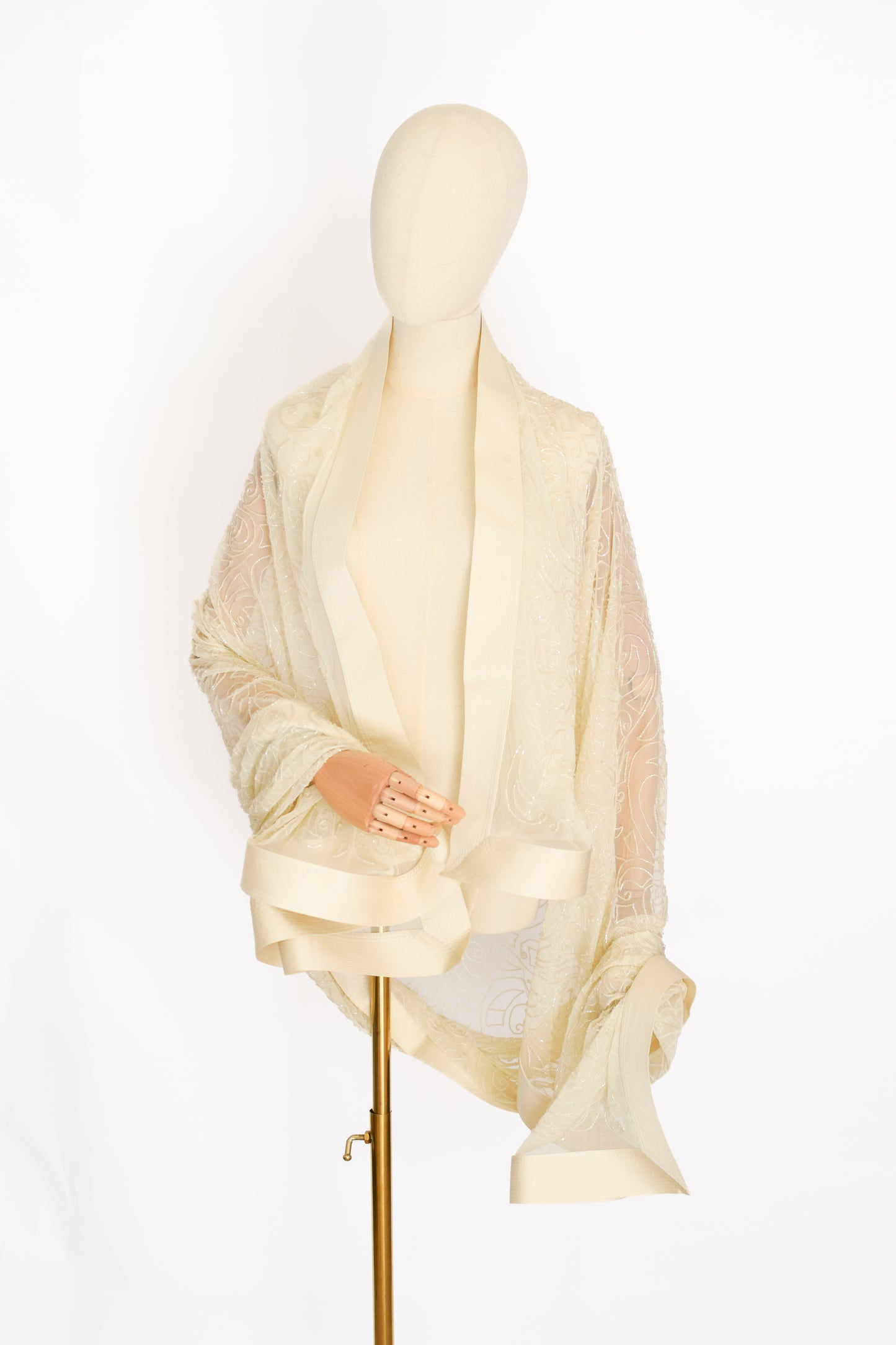 90s Beaded Mesh and Satin Shawl