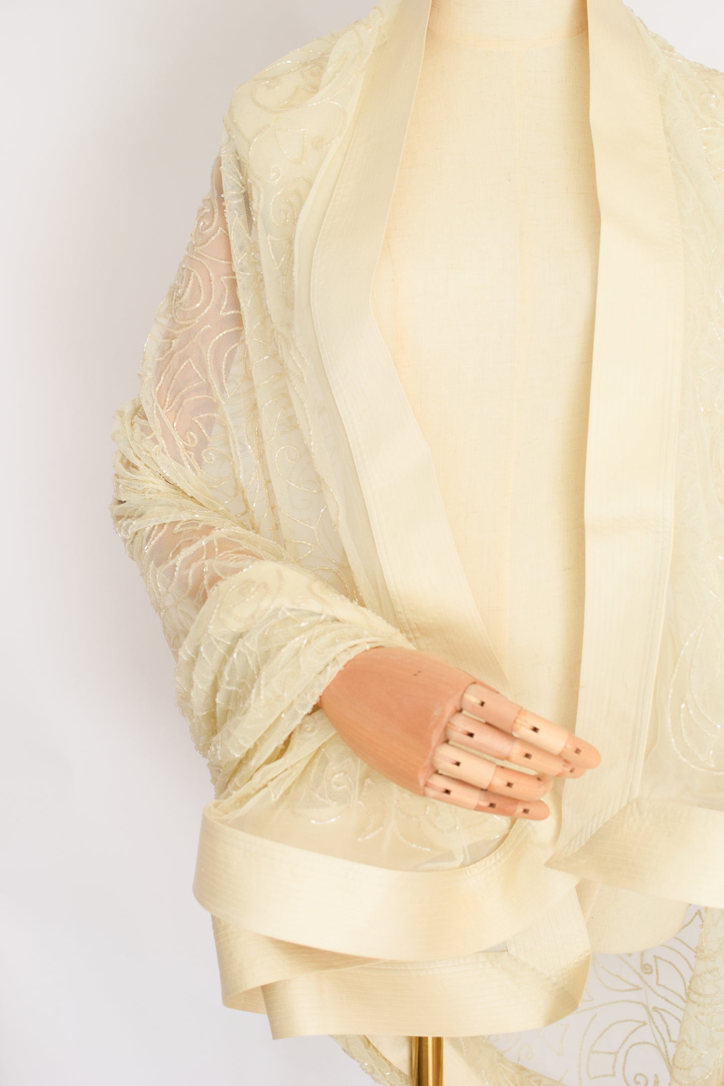 90s Beaded Mesh and Satin Shawl