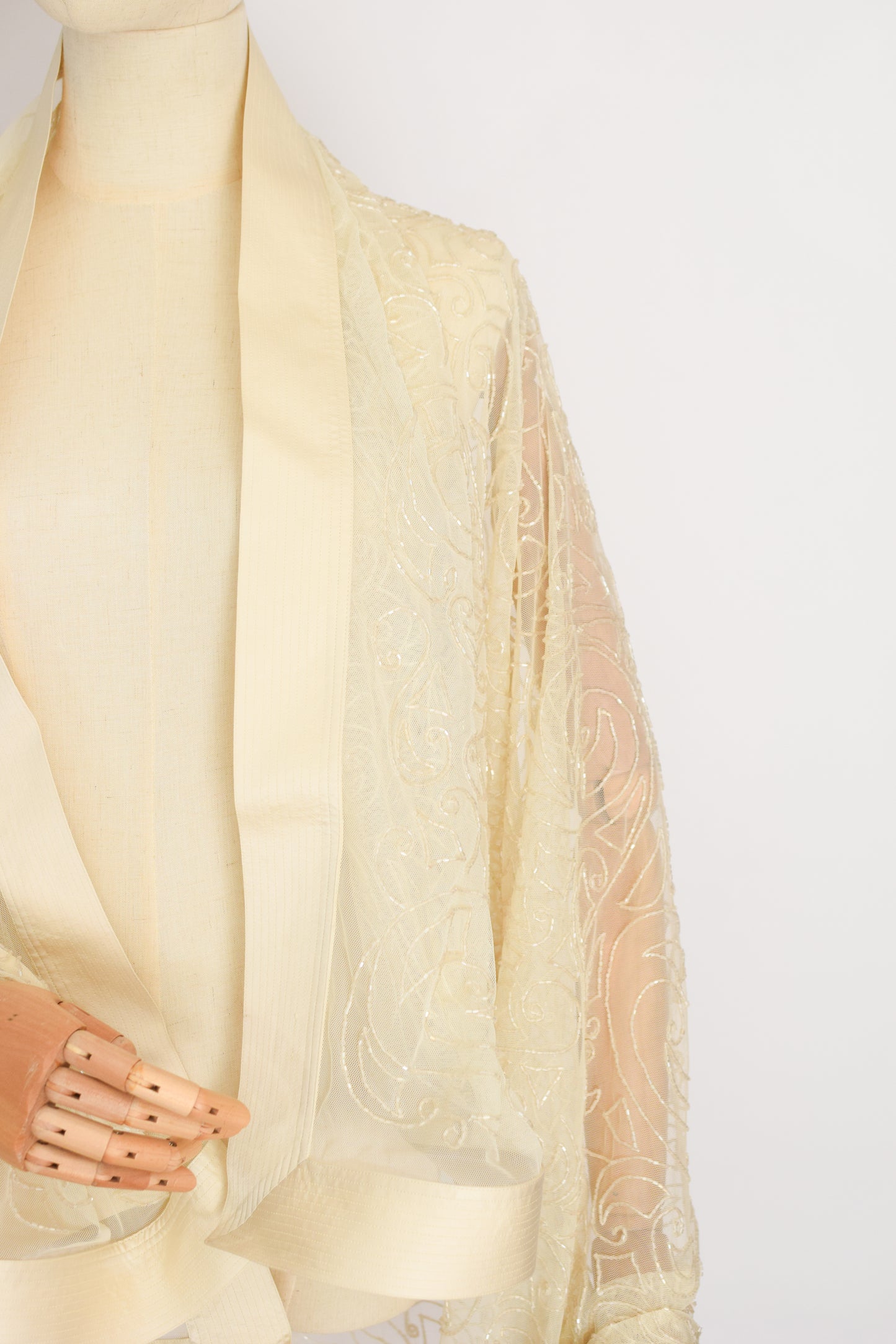 90s Beaded Mesh and Satin Shawl