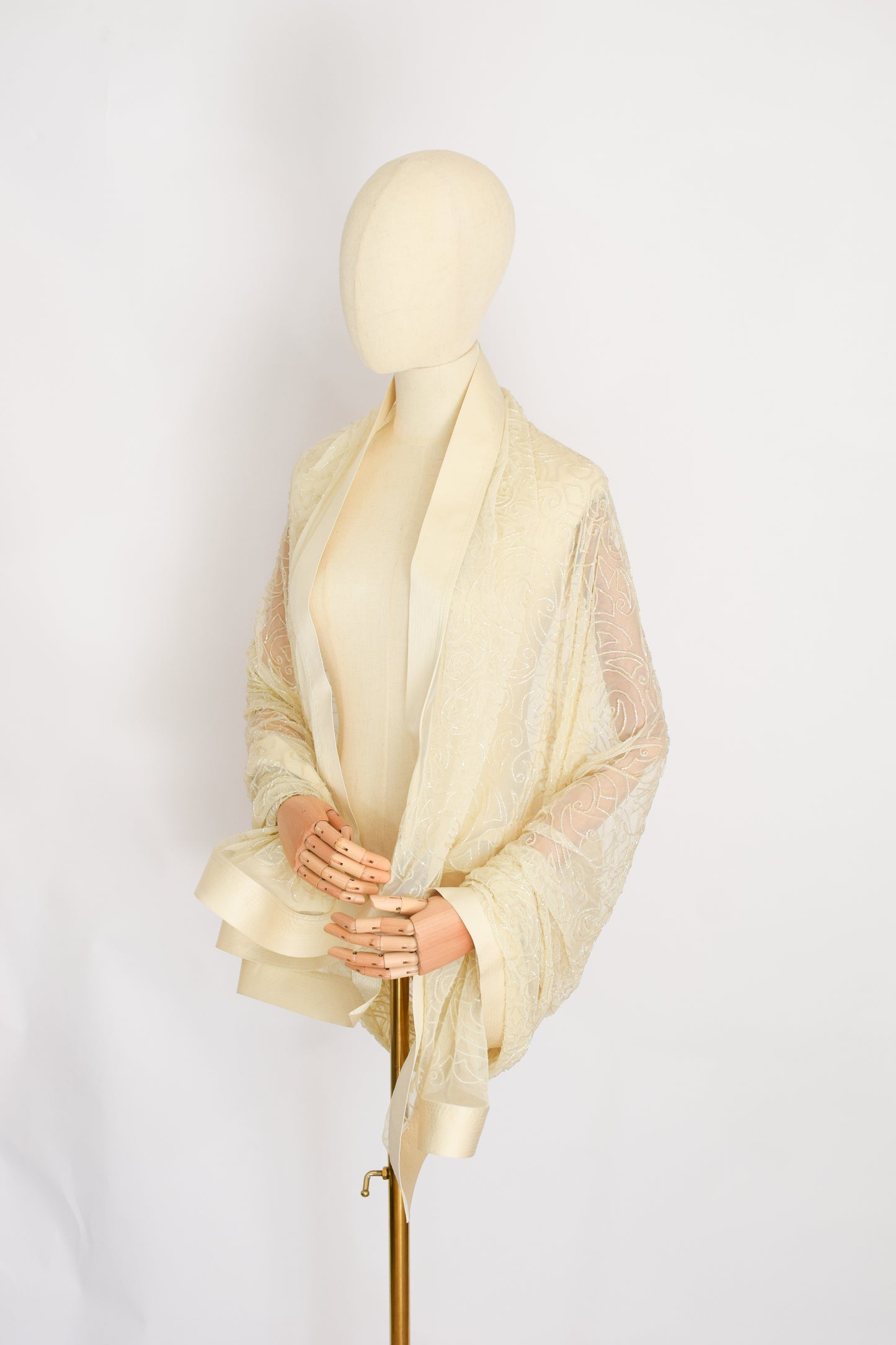90s Beaded Mesh and Satin Shawl