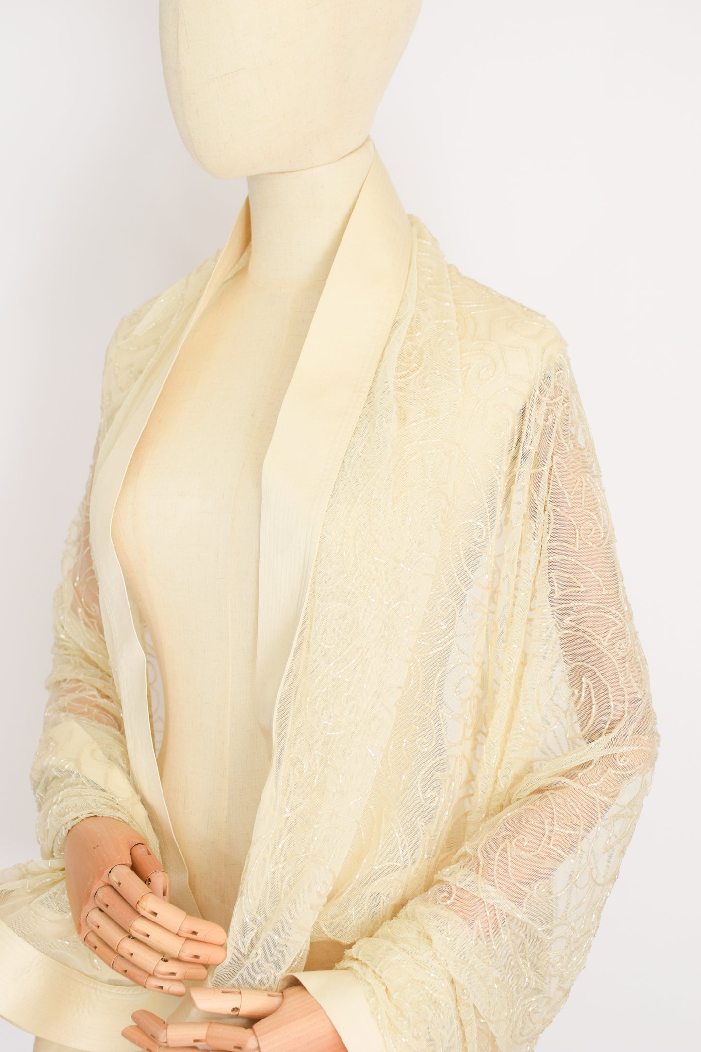 90s Beaded Mesh and Satin Shawl