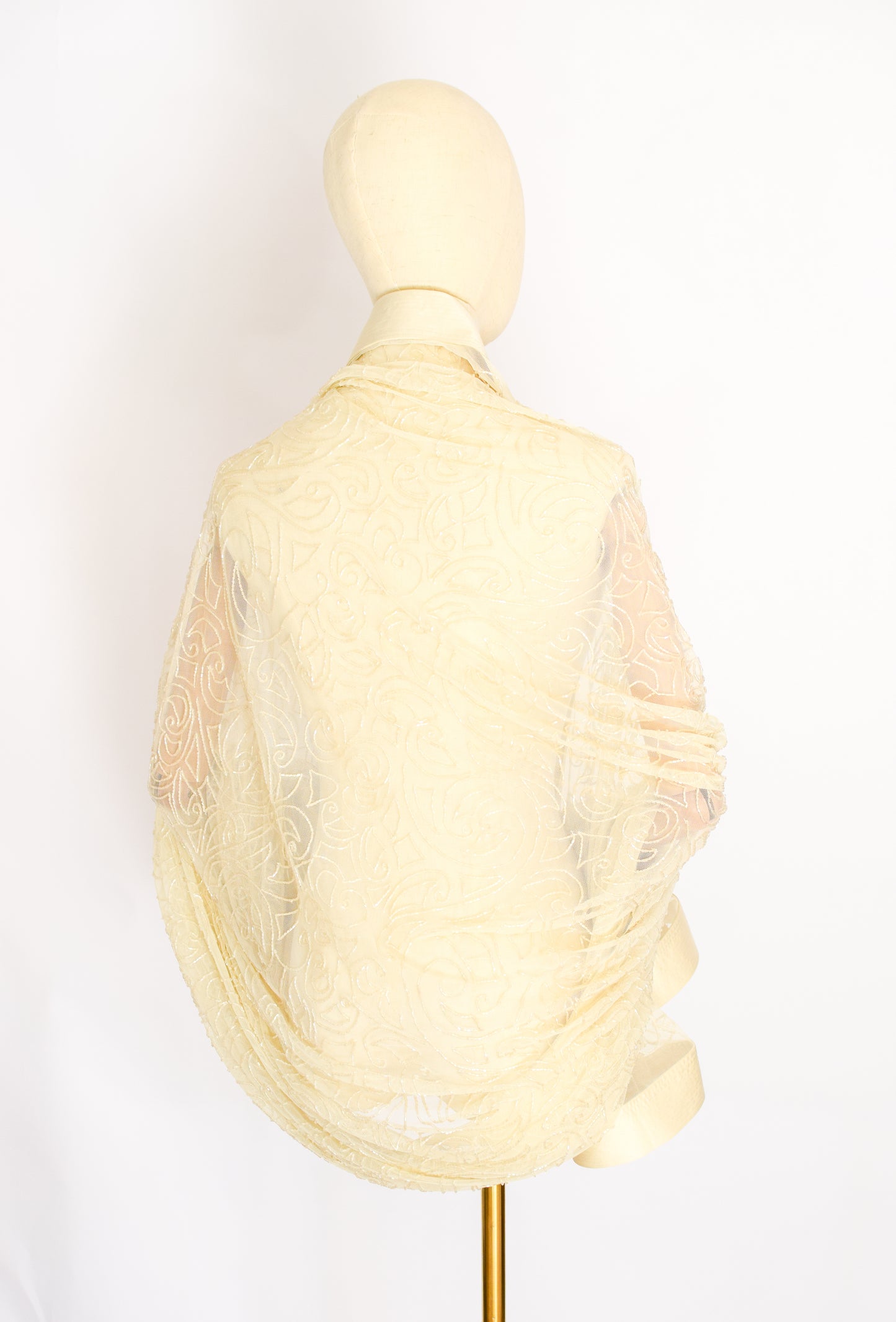 90s Beaded Mesh and Satin Shawl