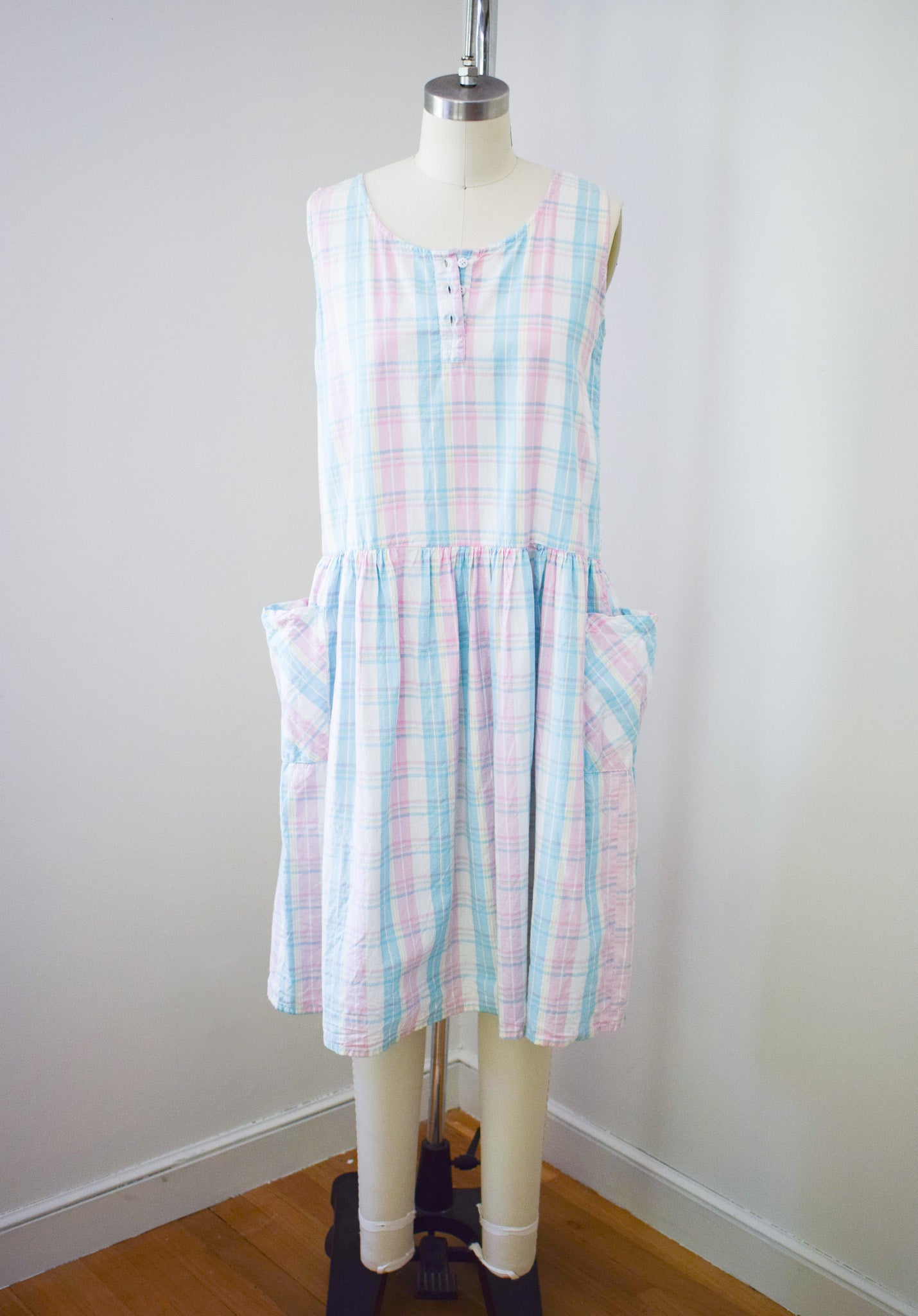 Vintage Pastel Plaid Cotton Frock | XS/S