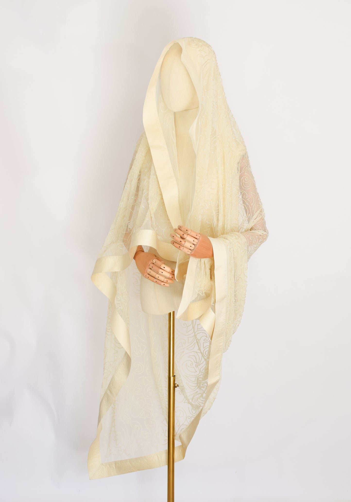 90s Beaded Mesh and Satin Shawl