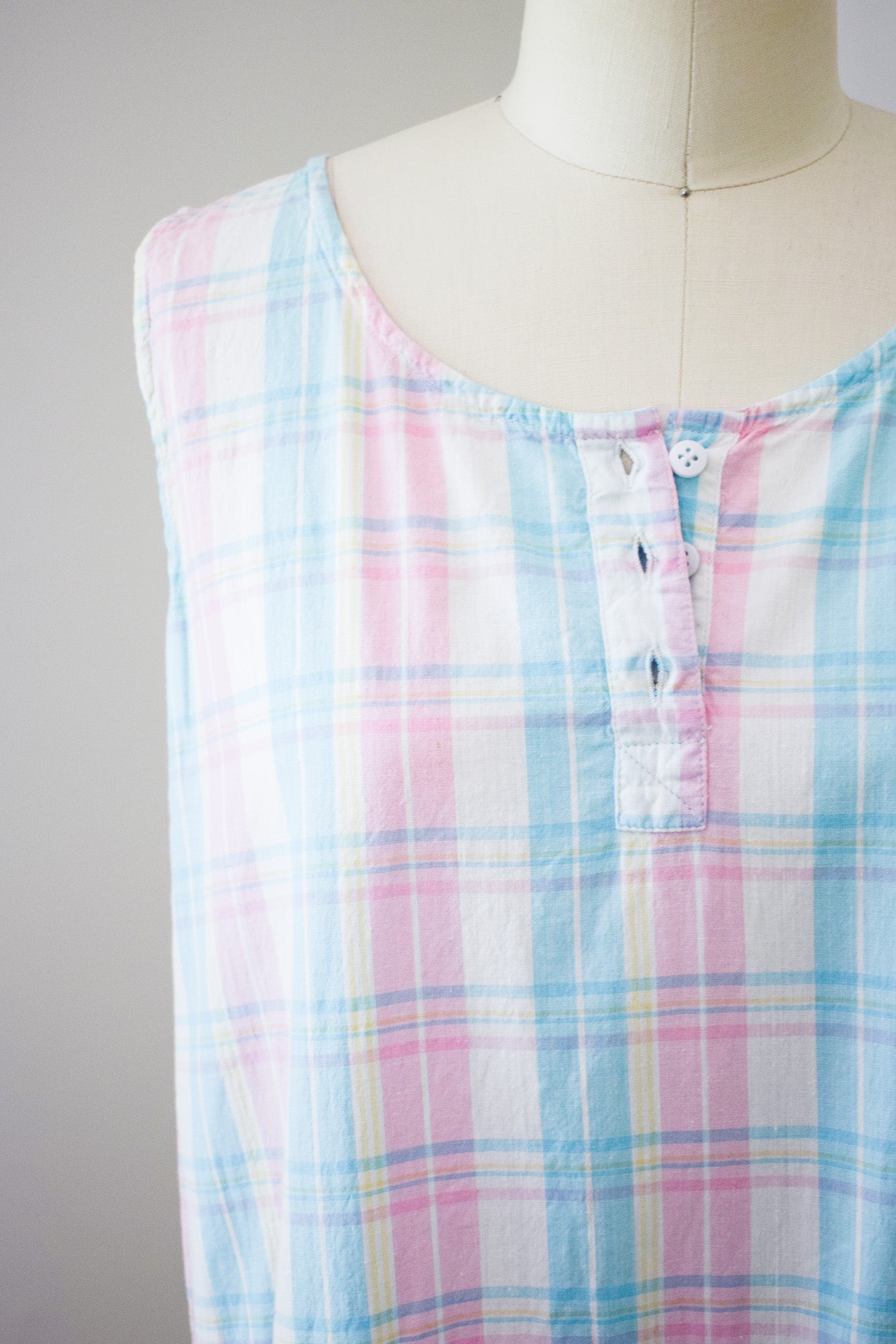 Vintage Pastel Plaid Cotton Frock | XS/S