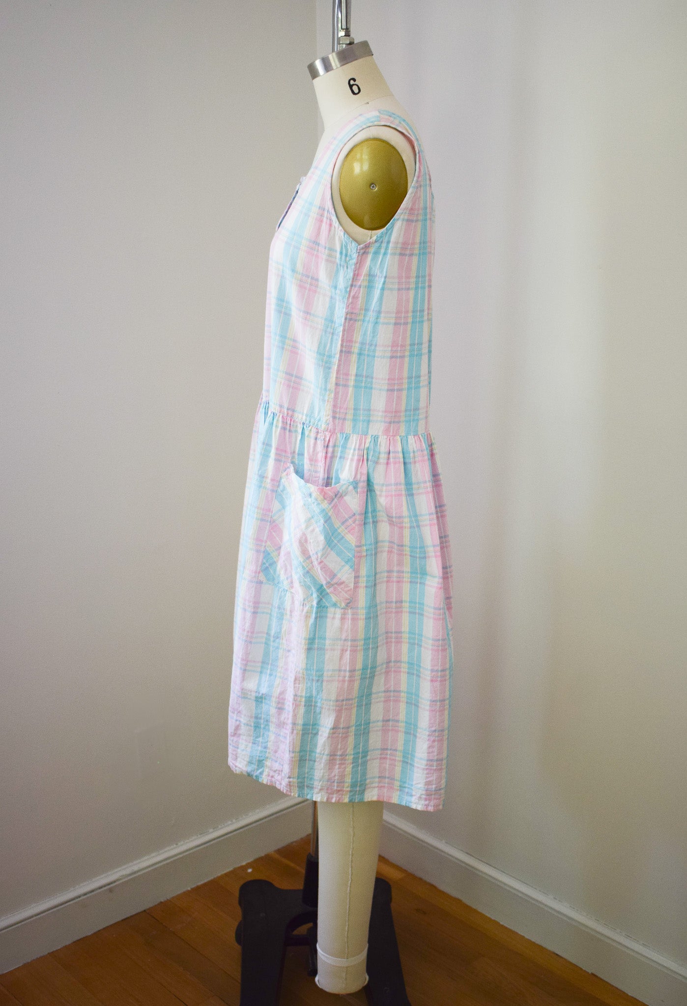 Vintage Pastel Plaid Cotton Frock | XS/S