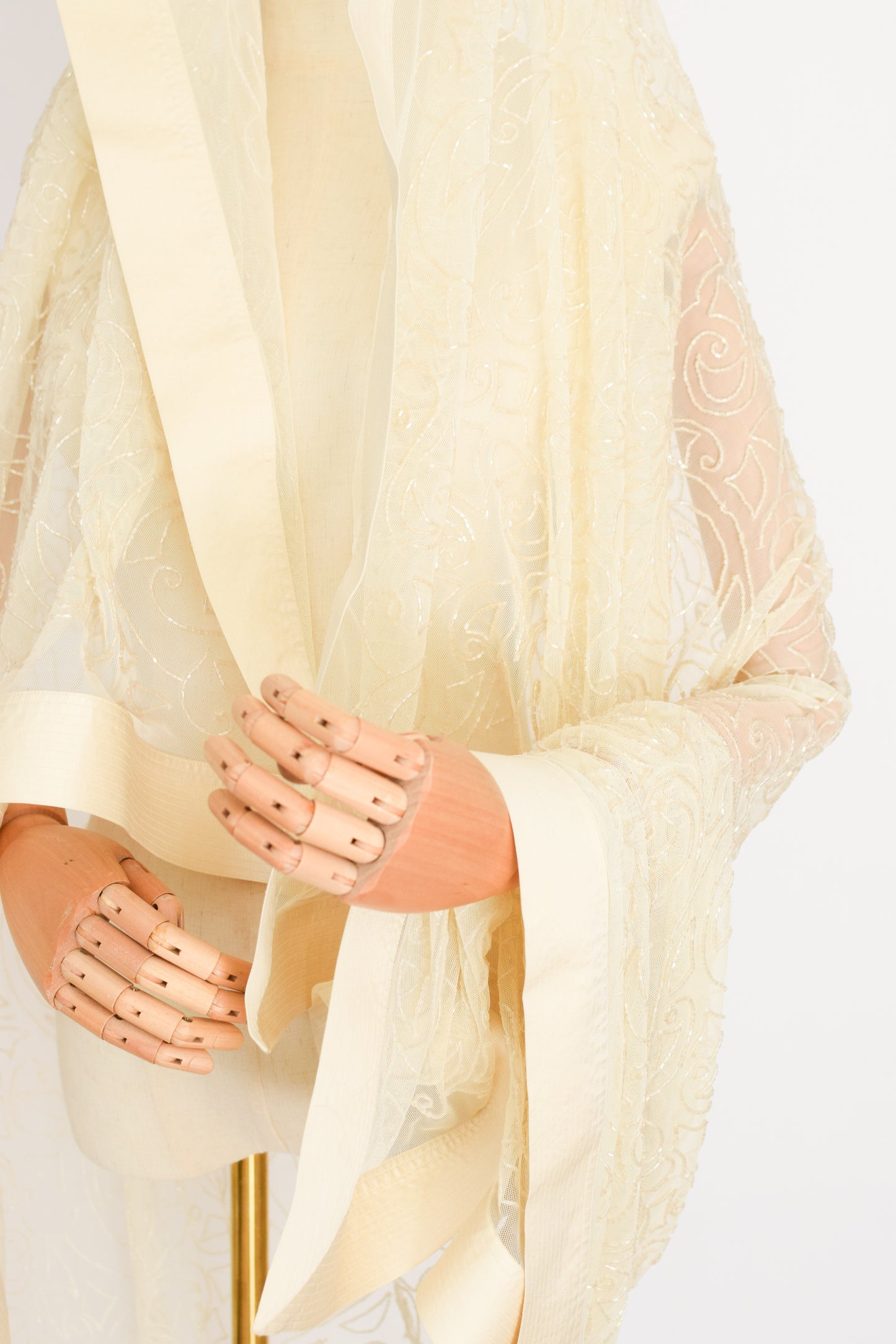 90s Beaded Mesh and Satin Shawl