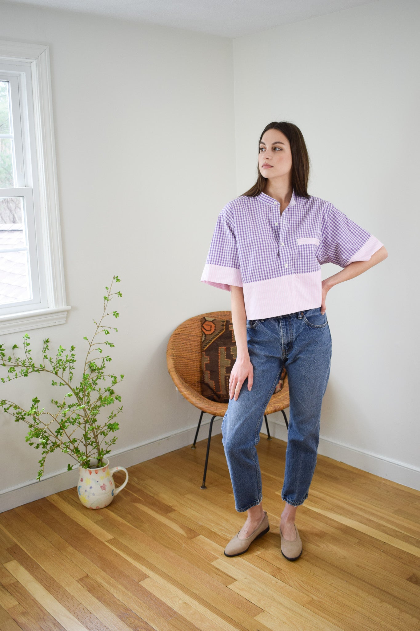 Reworked Purple + Pink Oxford Blouse | XS-L