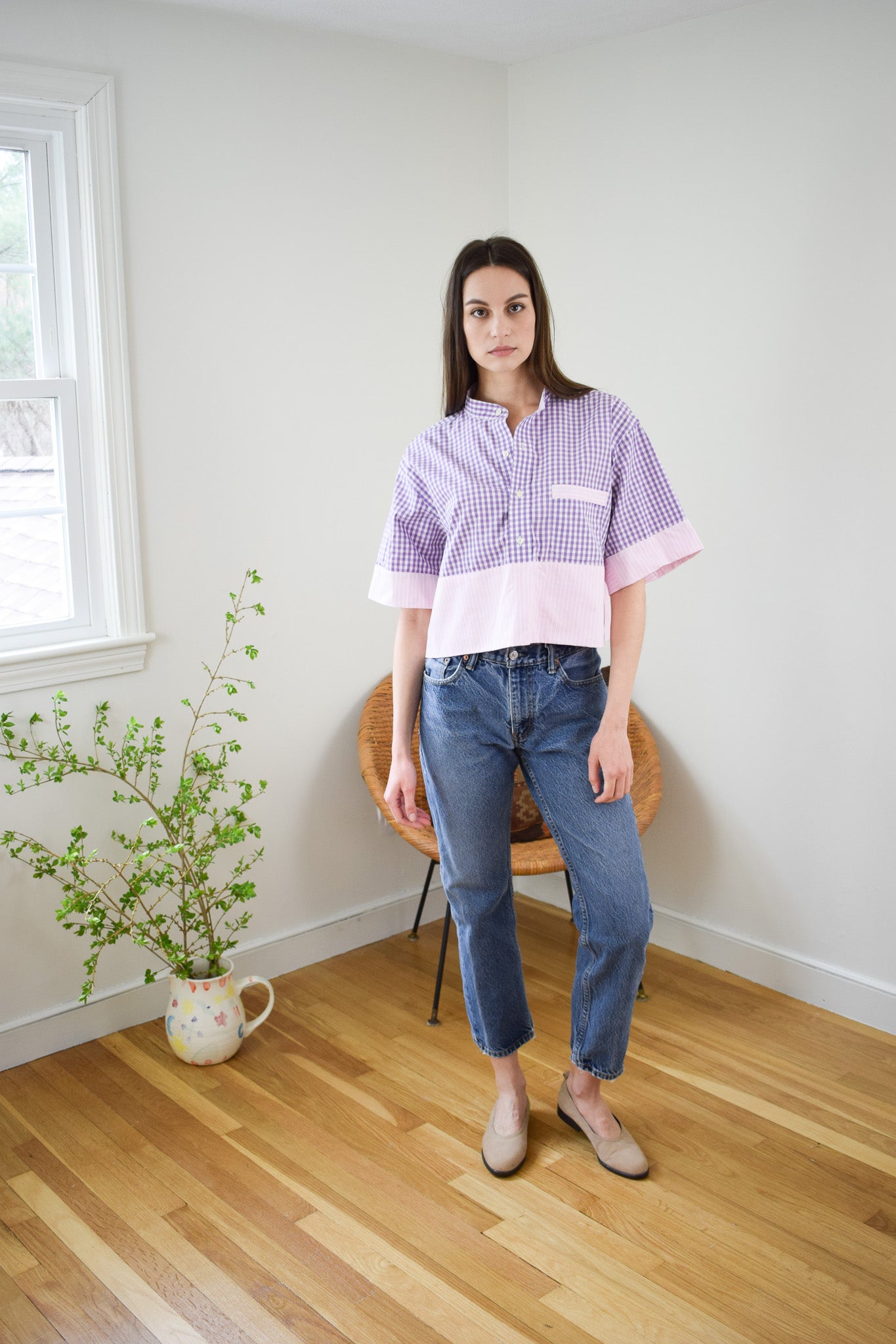 Reworked Purple + Pink Oxford Blouse | XS-L