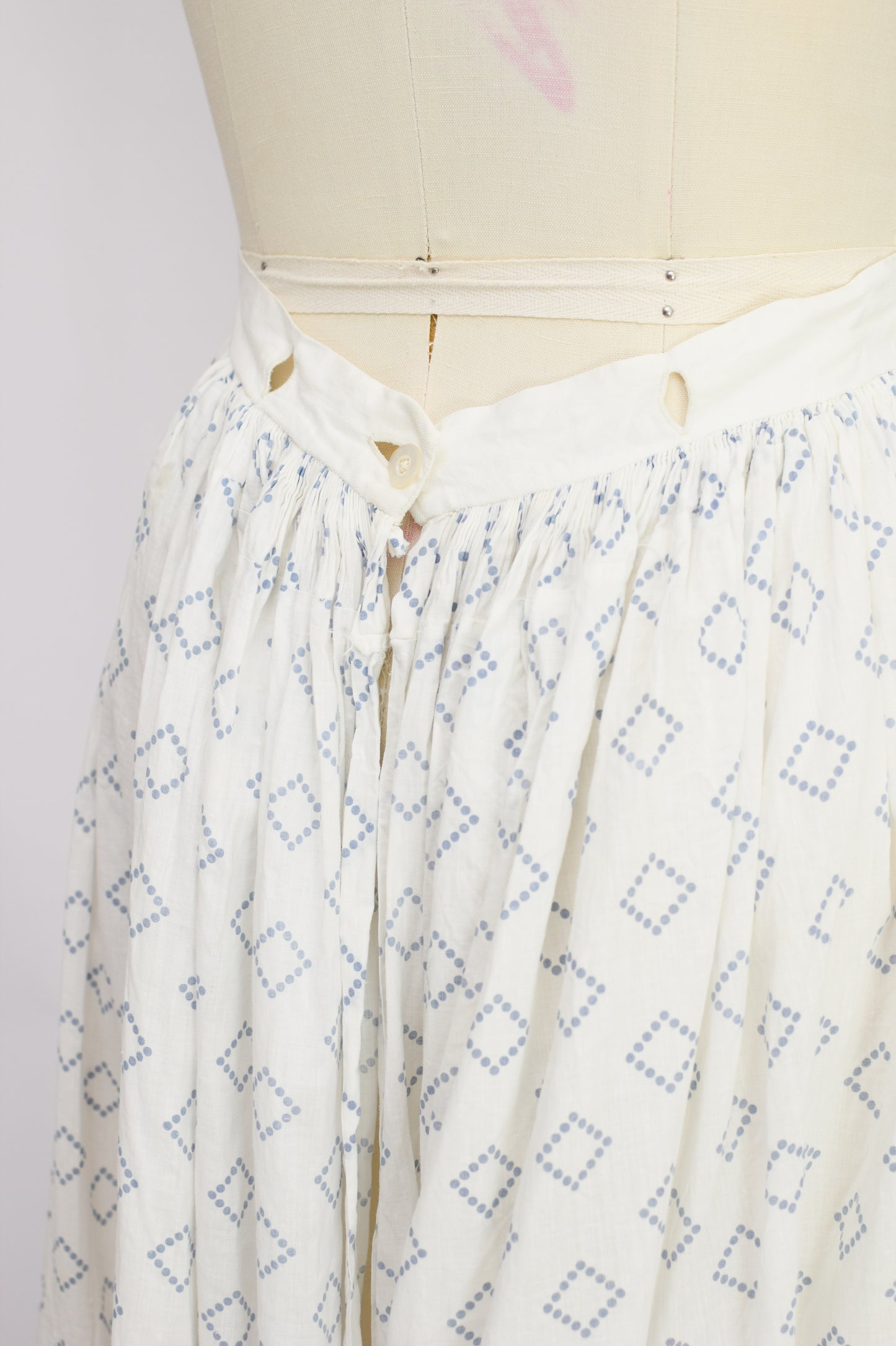 Antique Edwardian Printed Cotton Skirt | S/M